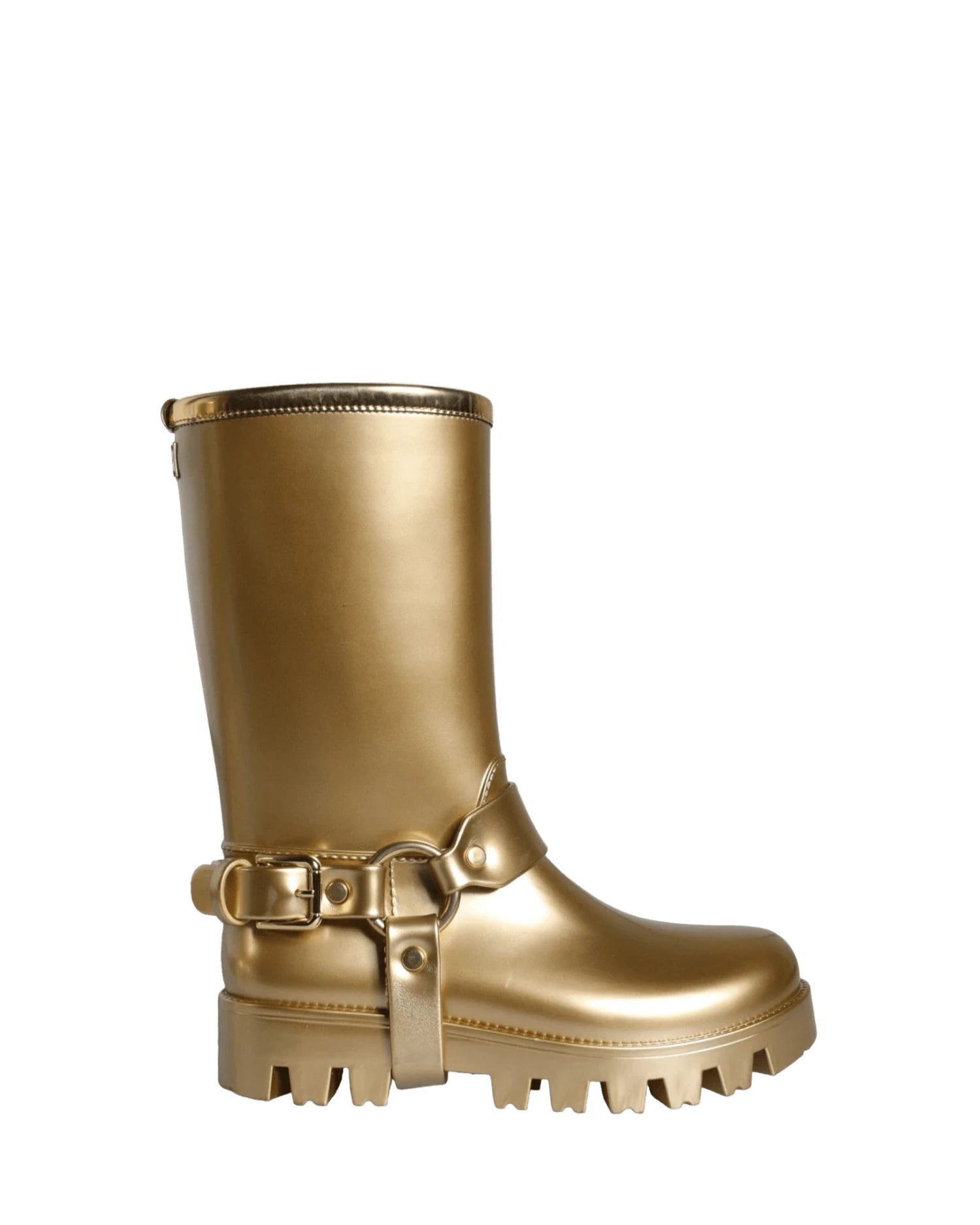 Dolce & Gabbana Gold Metallic Rubber Pvc Rain Boots Shoes Boots