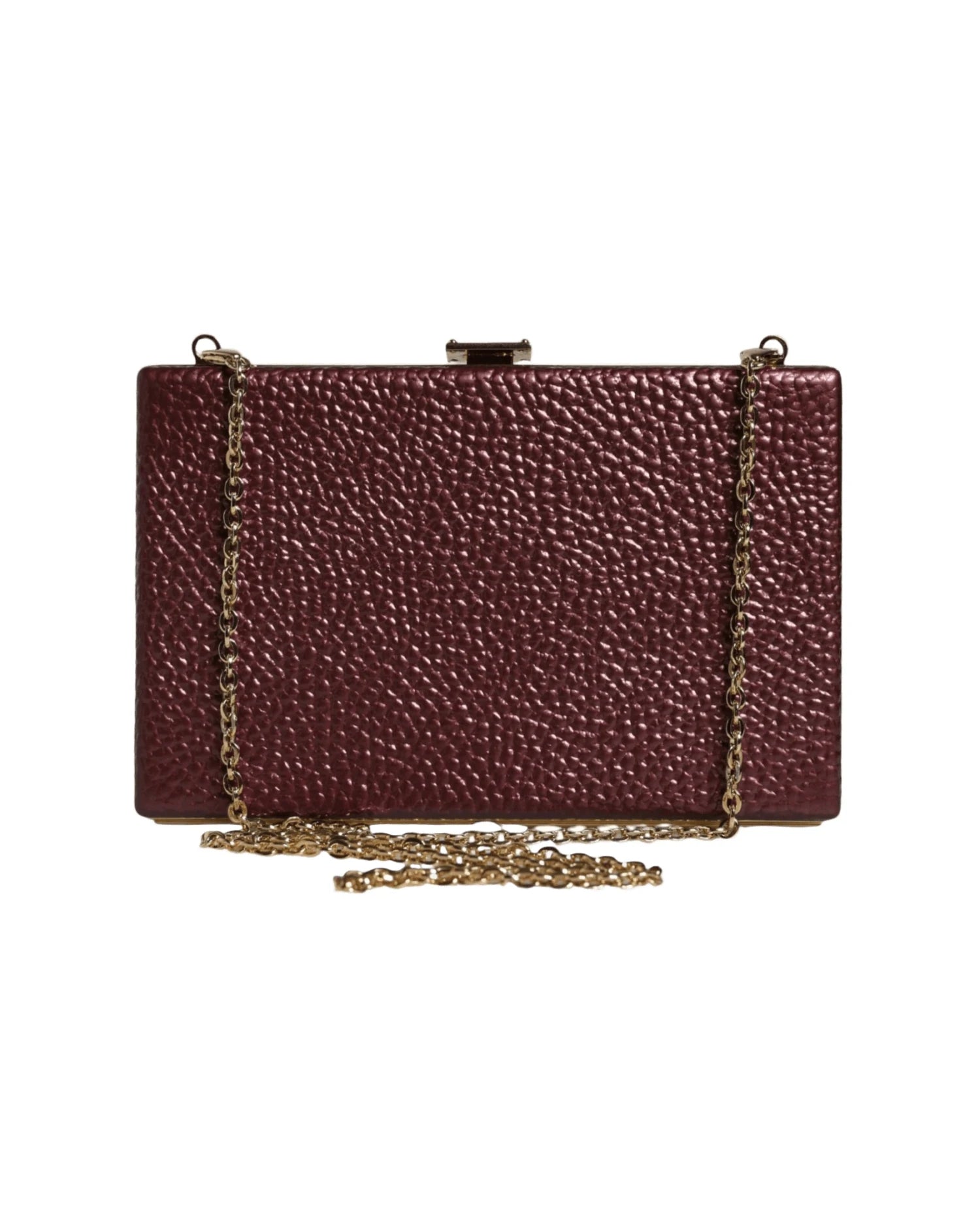 Dolce & Gabbana Leather Clutch Evening Crossbody Maroon Bag Glam Steals