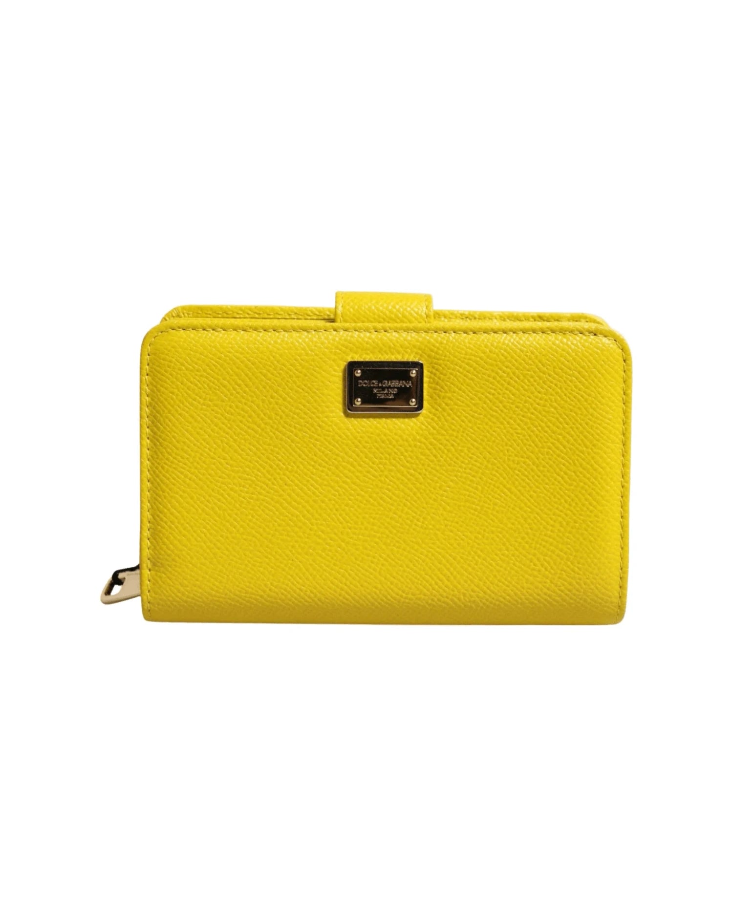 Dolce & Gabbana Yellow Leather Bifold Continental Clutch Wallet Wallets
