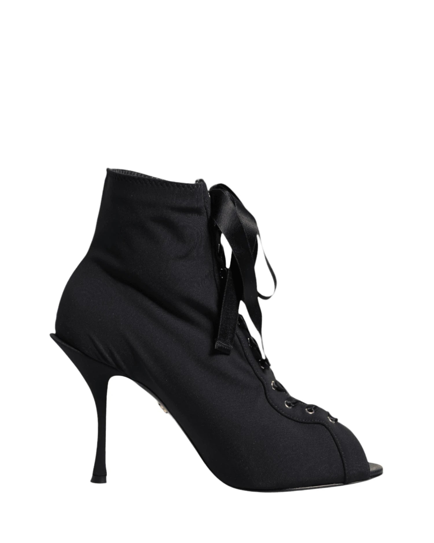 Dolce & Gabbana Black Lace Stiletto Heels Up Boots Shoes Boots