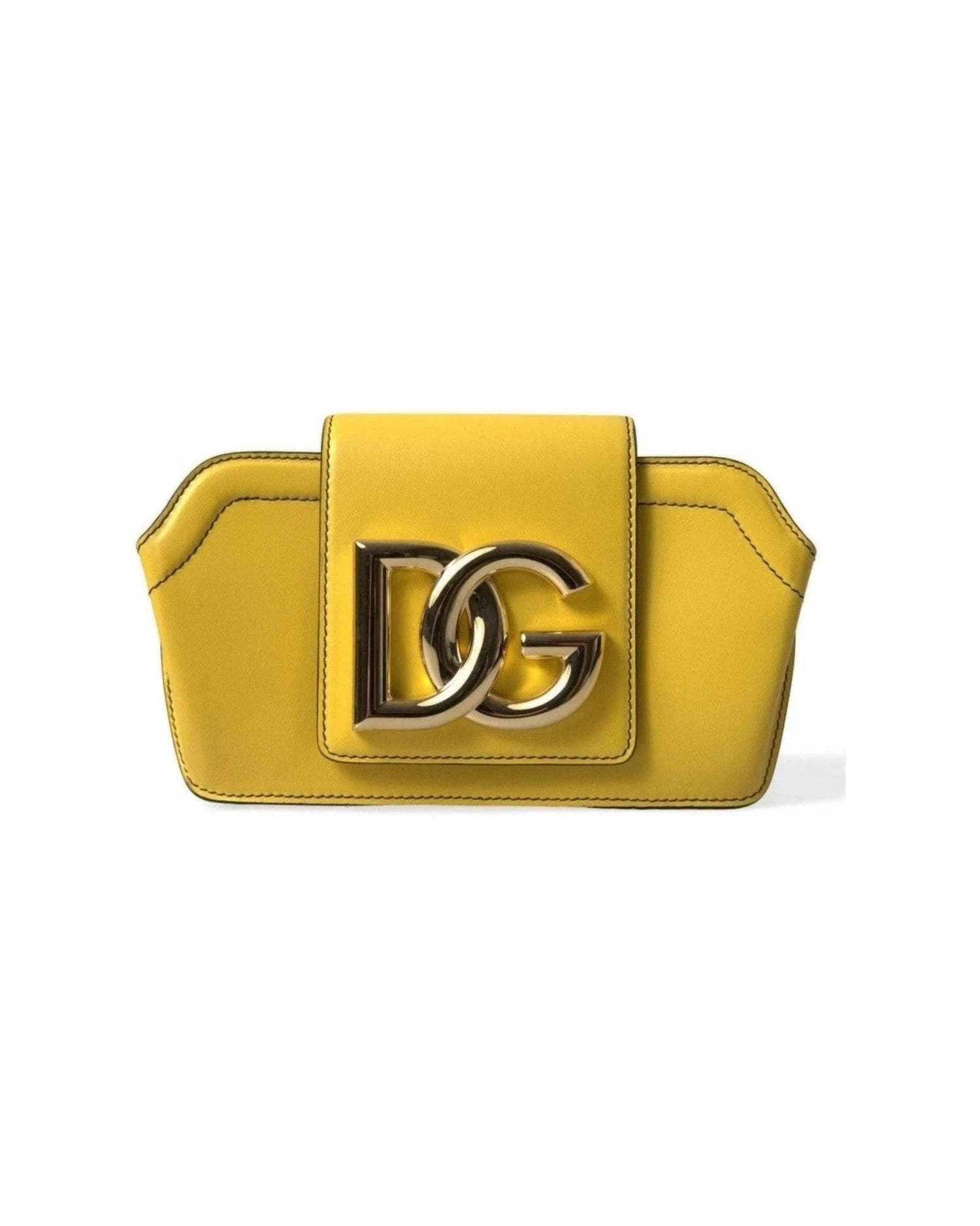Dolce & Gabbana Yellow Leather Smooth Dg Logo Clutch Crossbody Case Bag Cross Body Bags