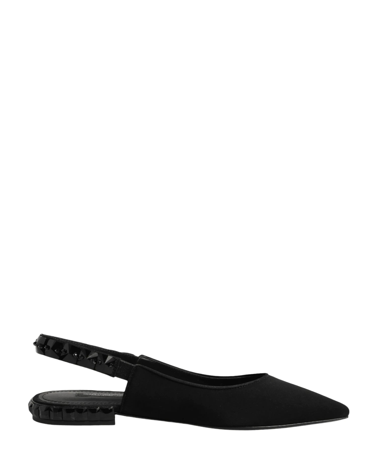 Dolce & Gabbana Black Crystal Charmeuse Slingback Shoes Sandals