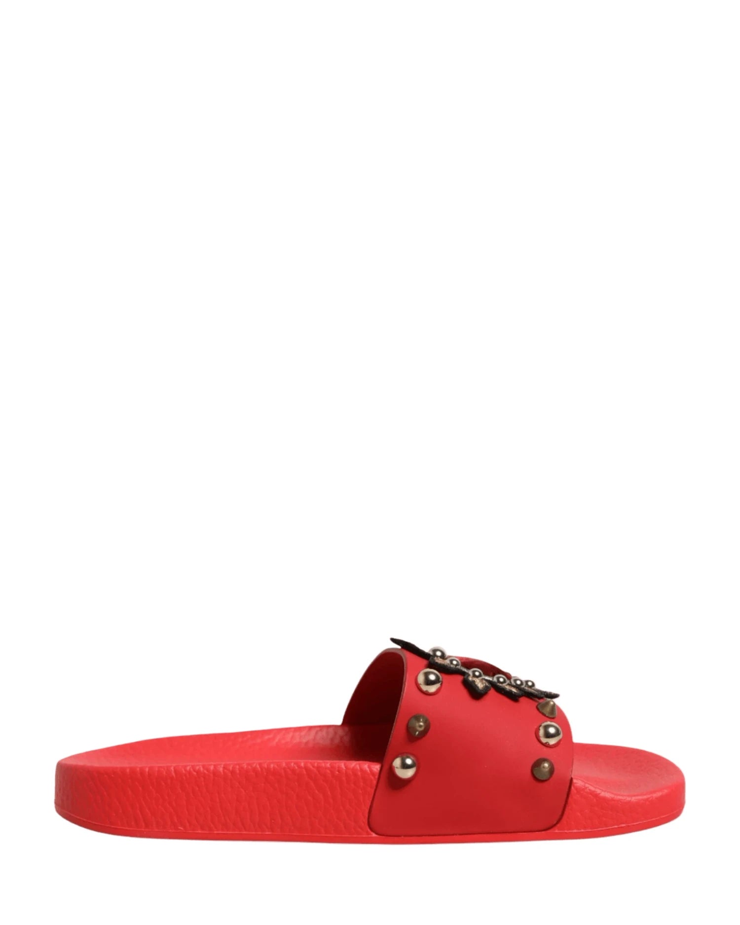 Dolce & Gabbana Red Sacred Heart Stud Slides Beachwear Shoes Sandals