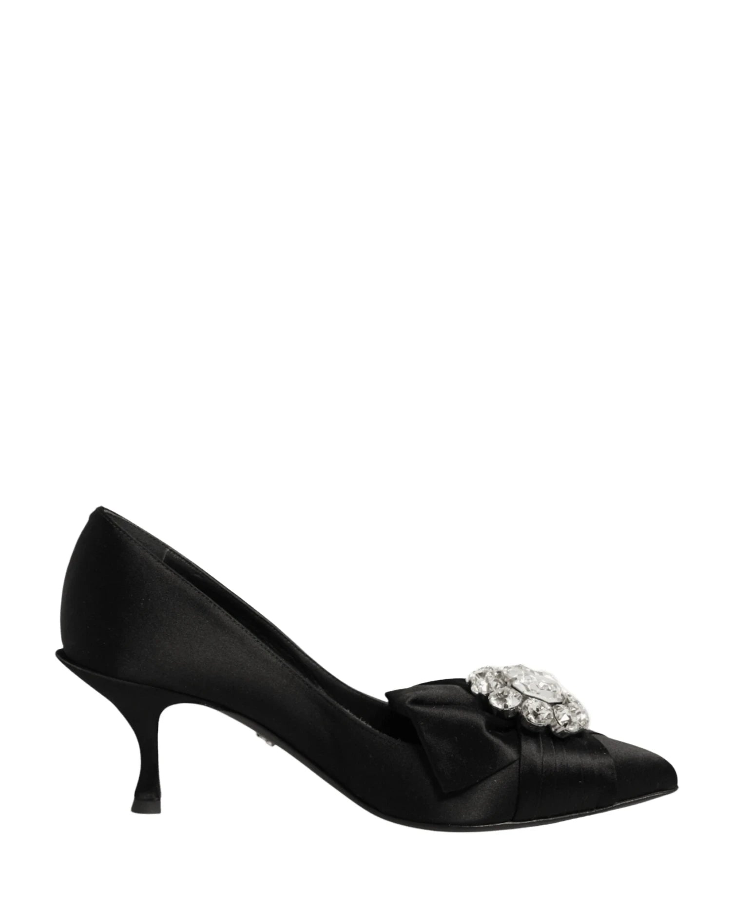 Dolce & Gabbana Black Satin Bow Crystal Embellishment Pumps Shoes Heels