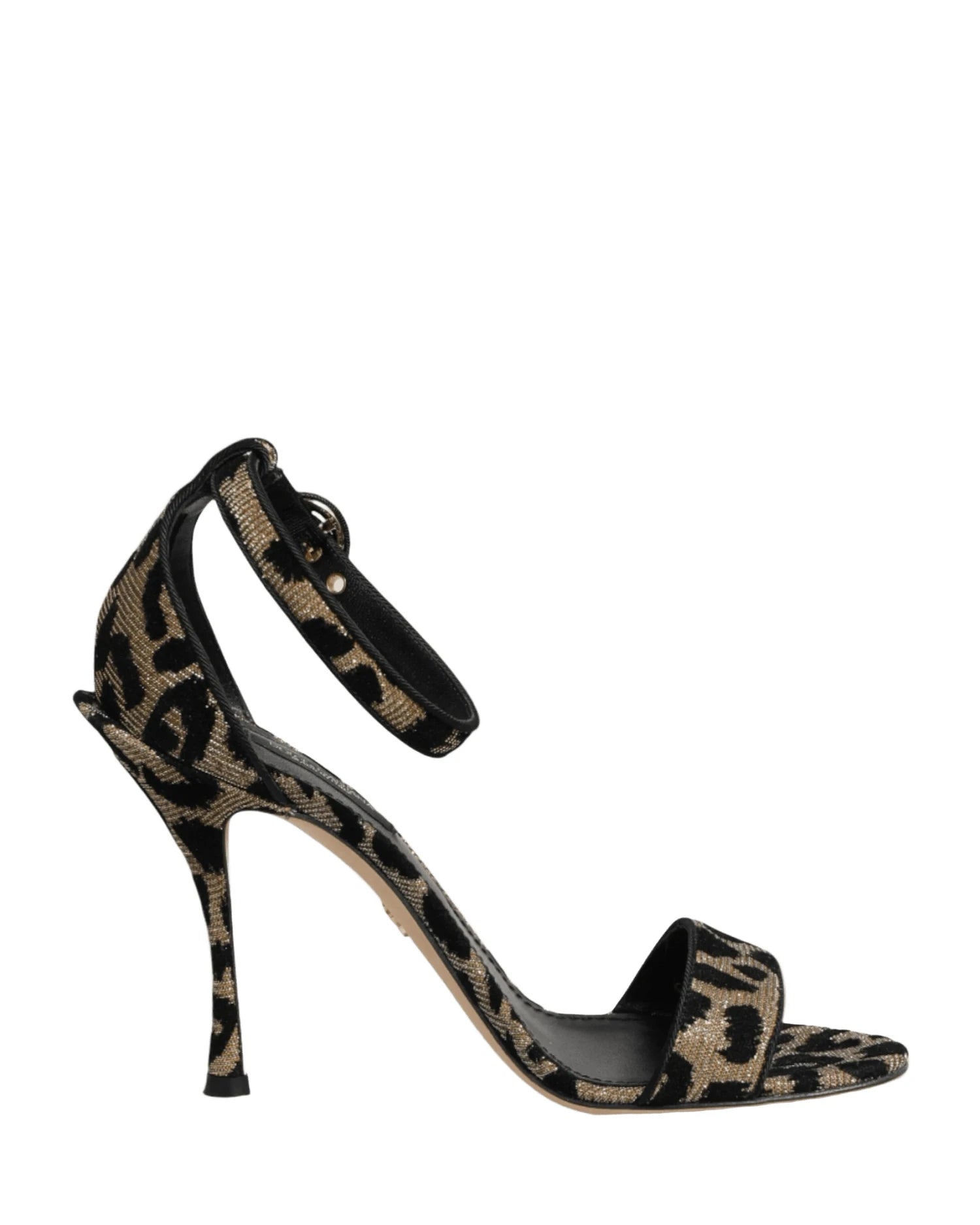 Dolce & Gabbana Gold Leopard Ankle Strap Heels Sandals Shoes Heels