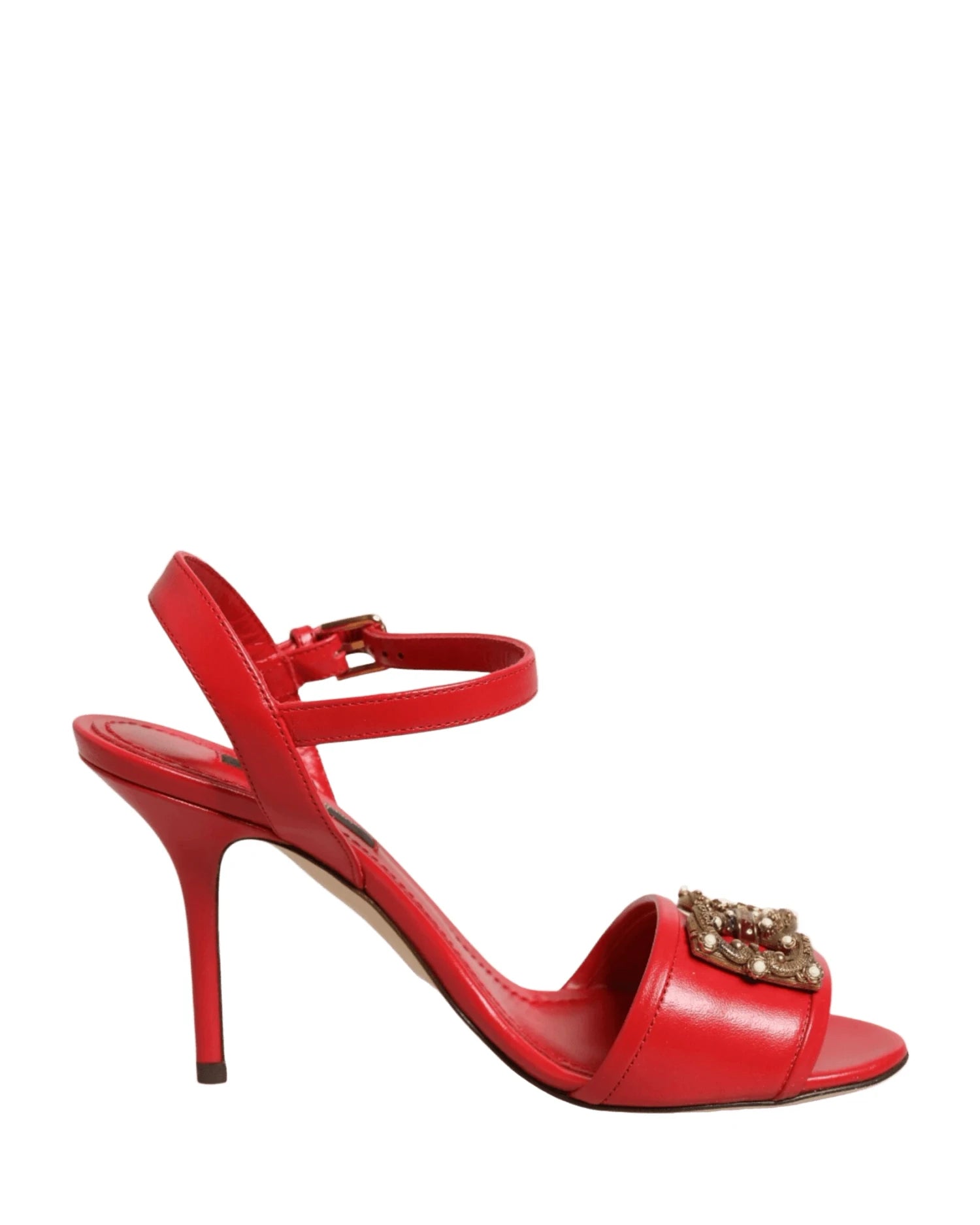 Dolce & Gabbana Red Leather Dg Amore Heels Sandals Shoes Heels