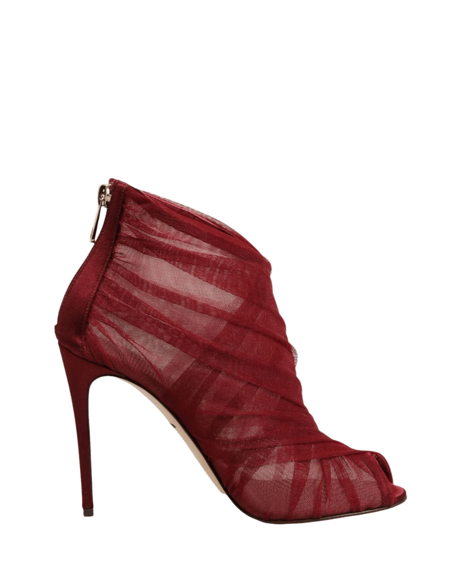 Dolce & Gabbana Red Tulle Ankle Boots Stiletto Heels Shoes Boots