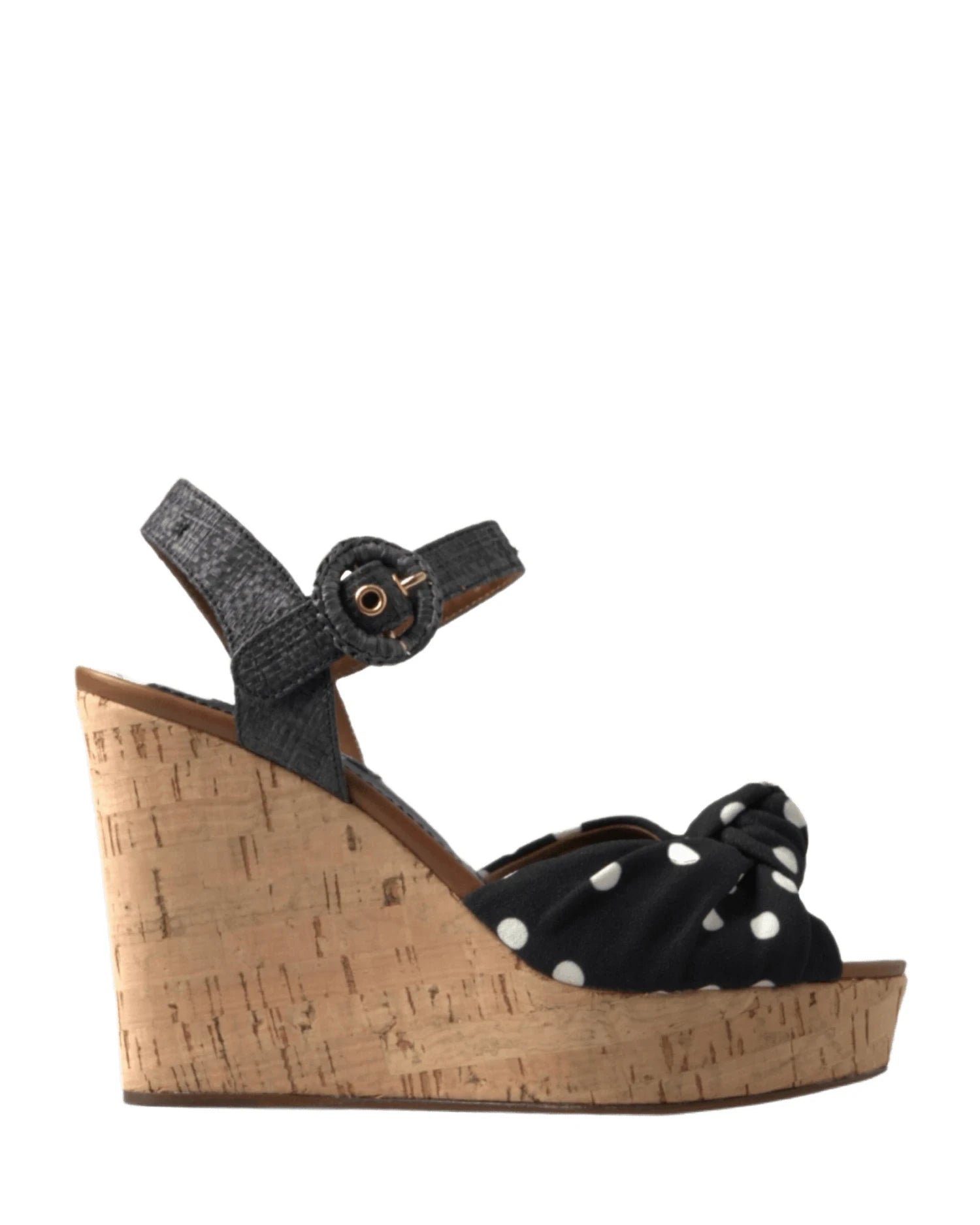 Dolce & Gabbana Black And Wedges Polka Dotted Ankle Strap Shoes Sandals Sandals