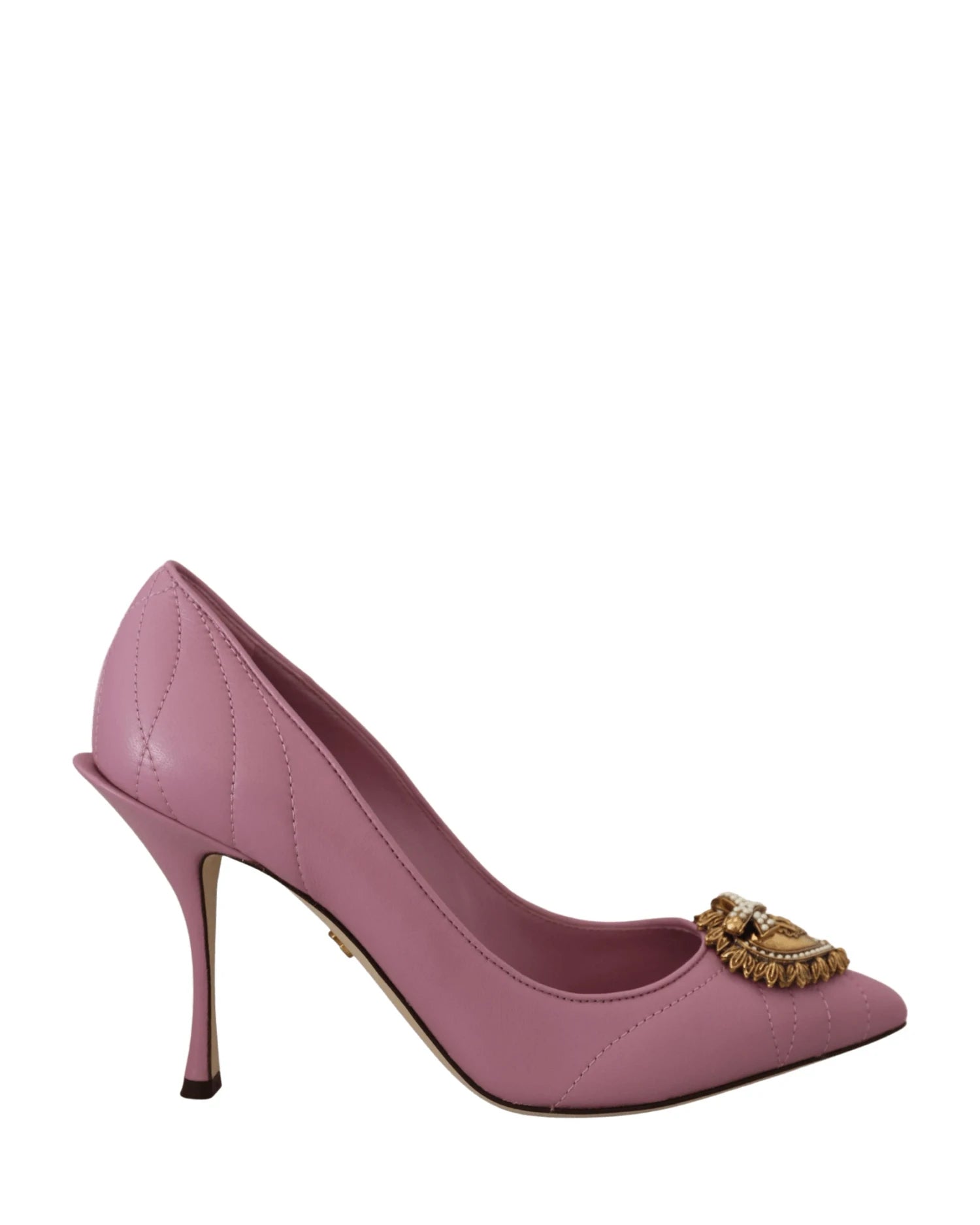 Dolce & Gabbana Pink Leather Heart Devotion Heels Heels