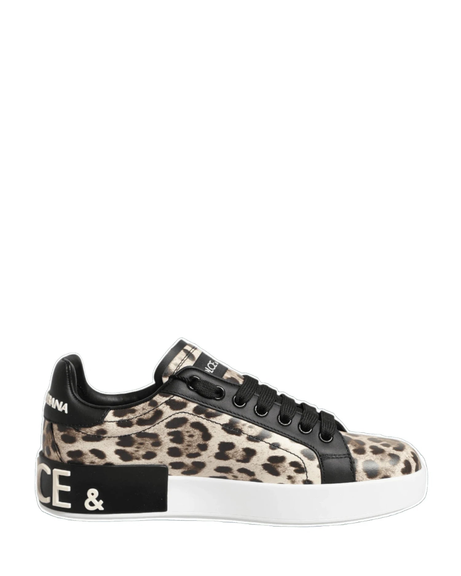 Dolce & Gabbana Brown Leather Leopard Low Top Sneakers Shoes Sneakers