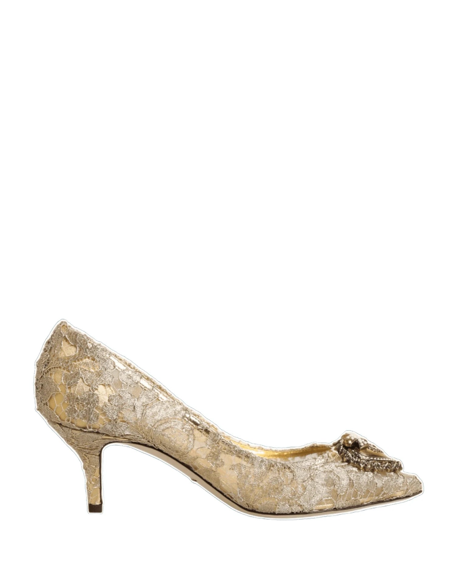 Dolce & Gabbana Gold Lace Taormina Devotion Pumps Shoes Heels