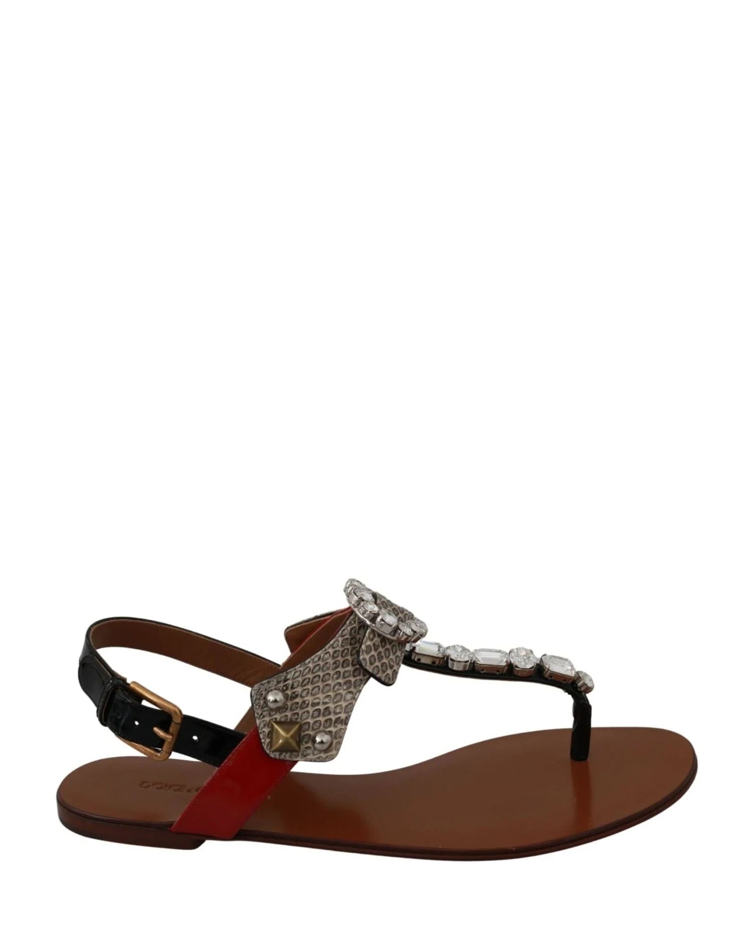 Dolce & Gabbana Leather Ayers Crystal Sandals Flip Flops Shoes Sandals