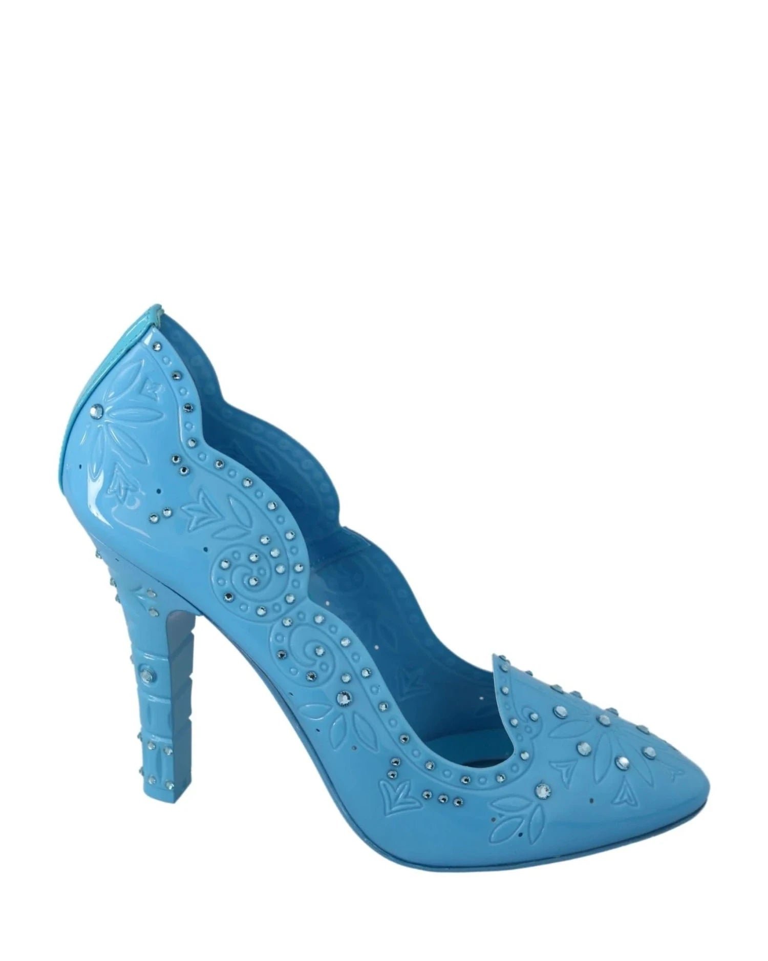 Dolce & Gabbana Blue Crystal Floral Cinderella Heels Heels