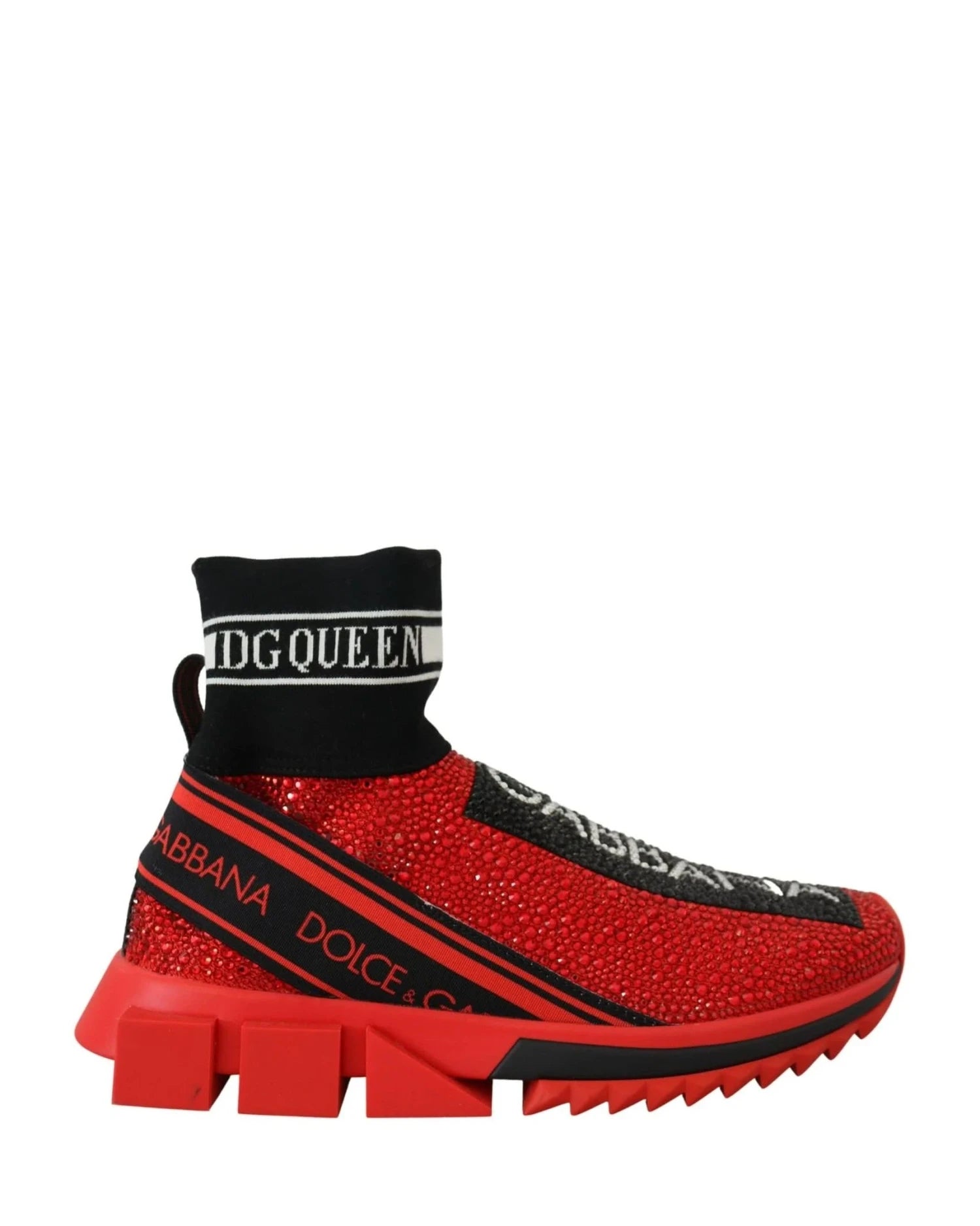 Dolce & Gabbana Red Bling Sorrento Sneakers Socks Shoes Sneakers
