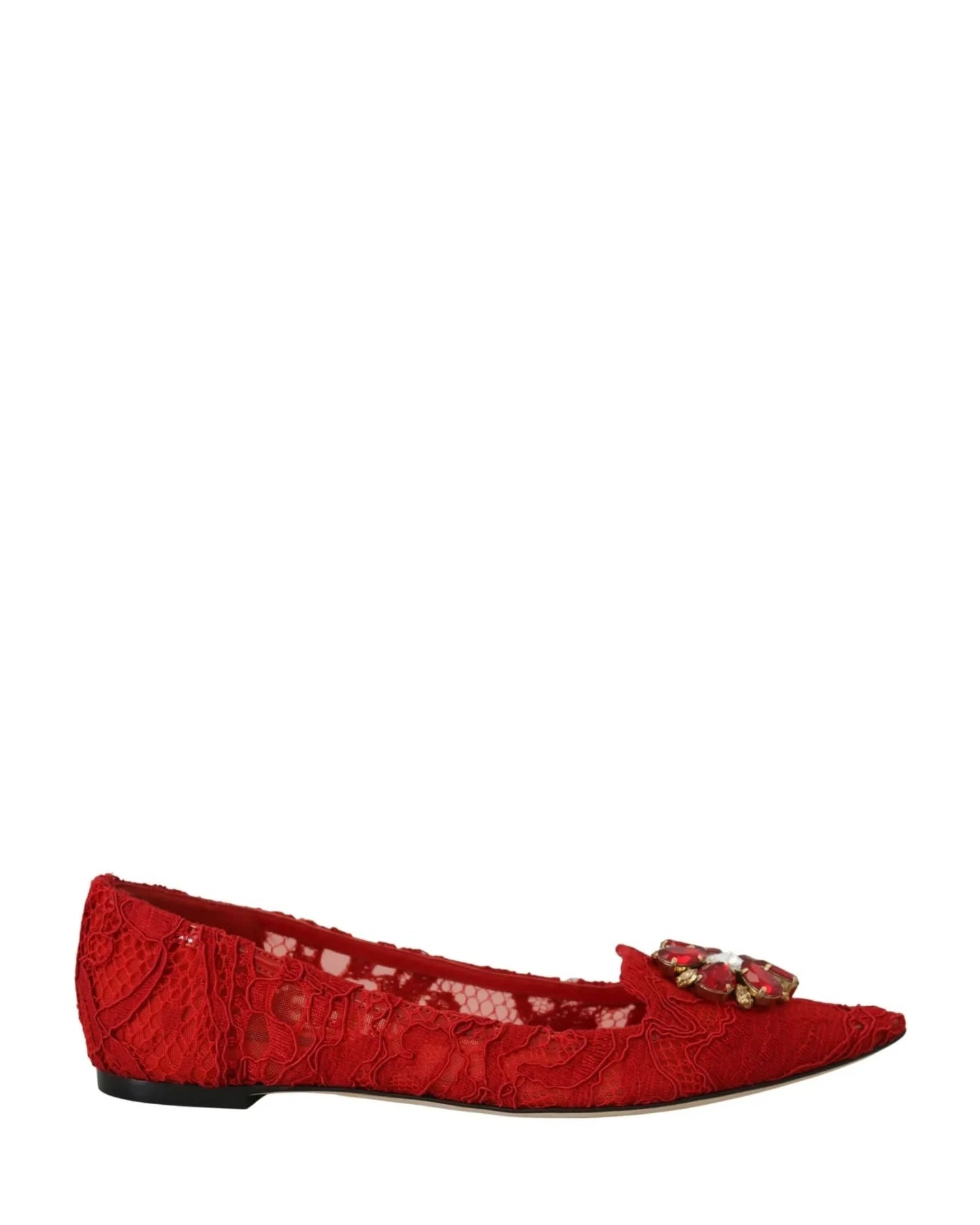 Dolce & Gabbana Red Taormina Crystals Loafers Flats Flats