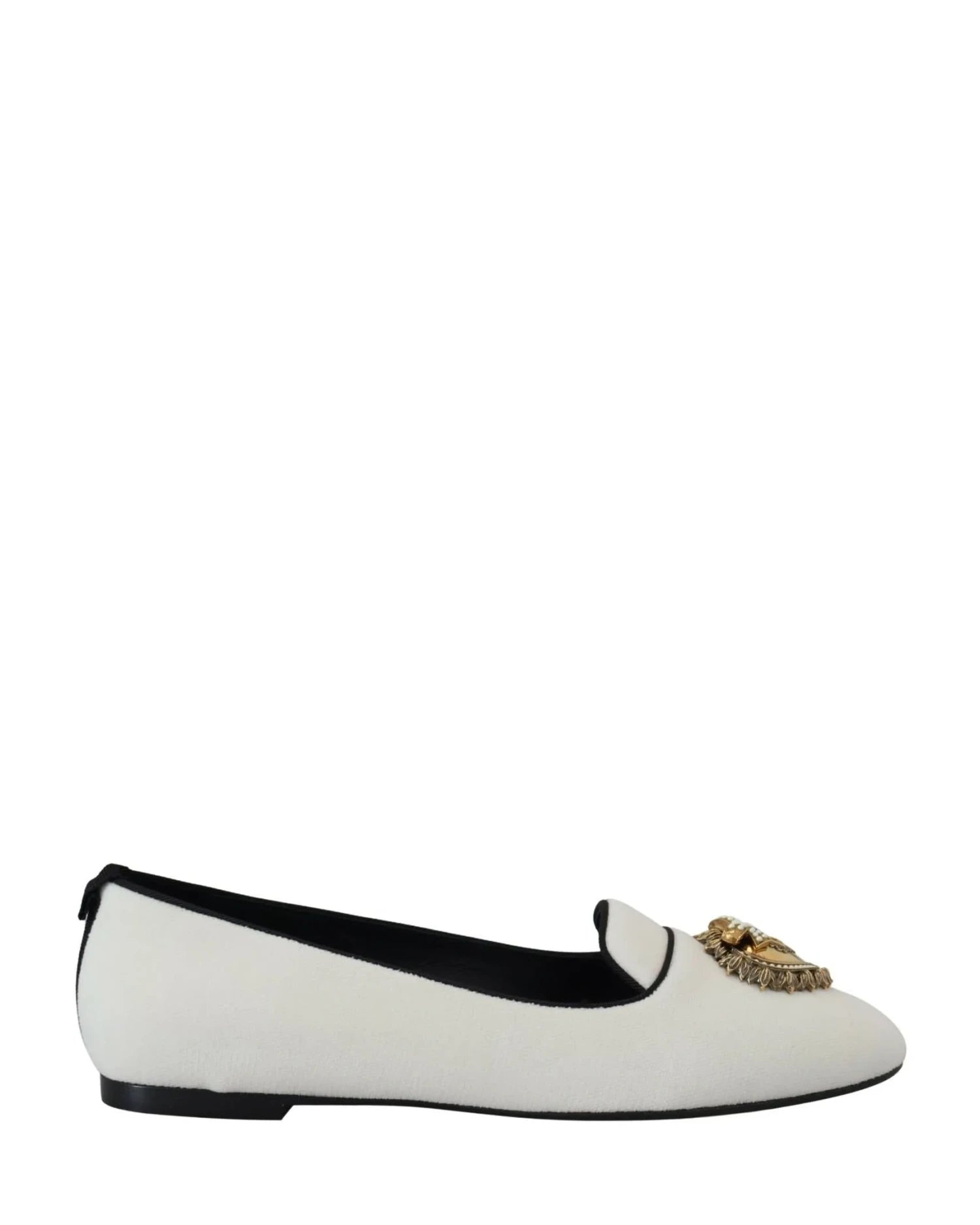Dolce & Gabbana White Velvet Slip Ons Loafers Flats Flats