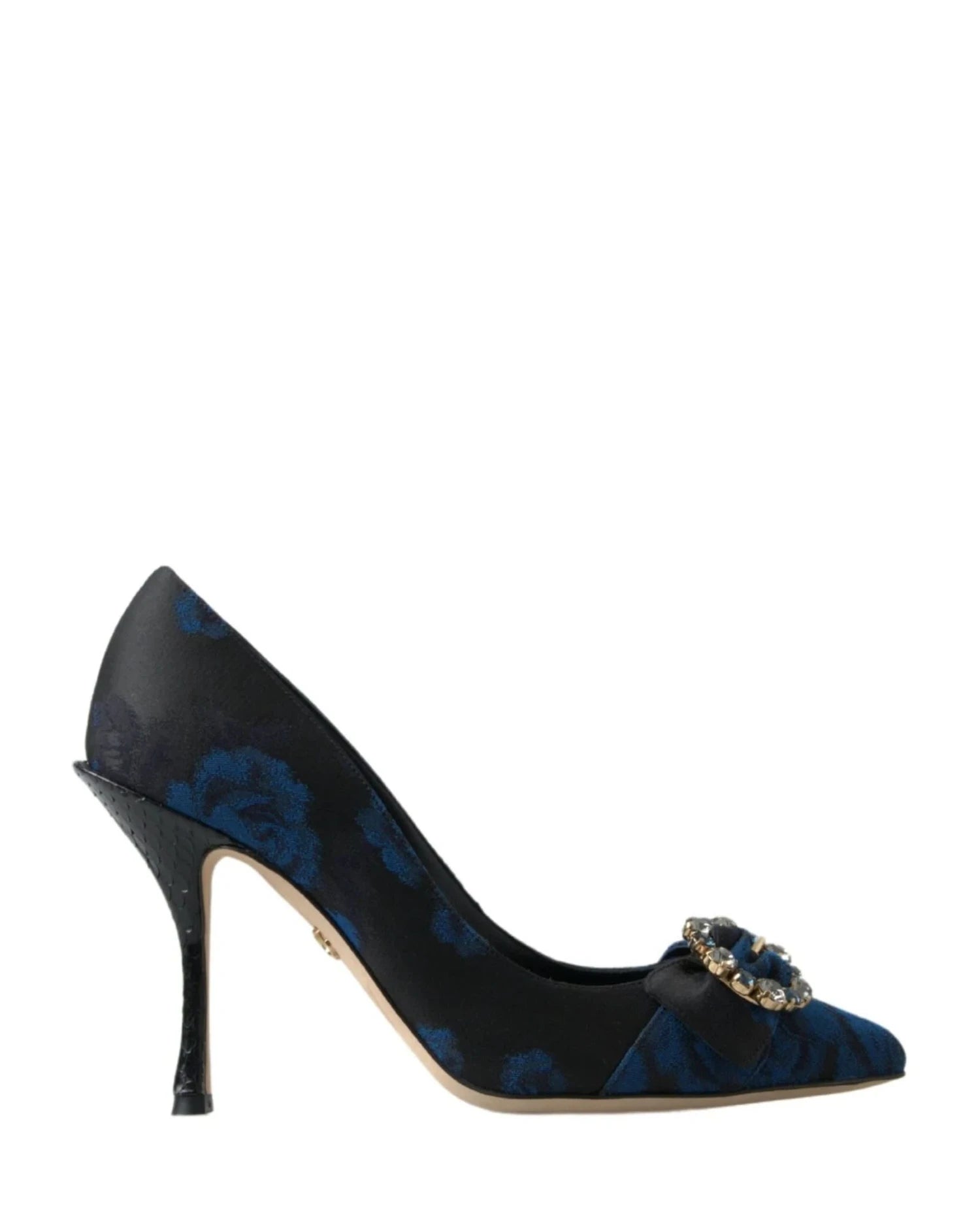 Dolce & Gabbana Blue Floral Ayers Crystal Pumps Heels