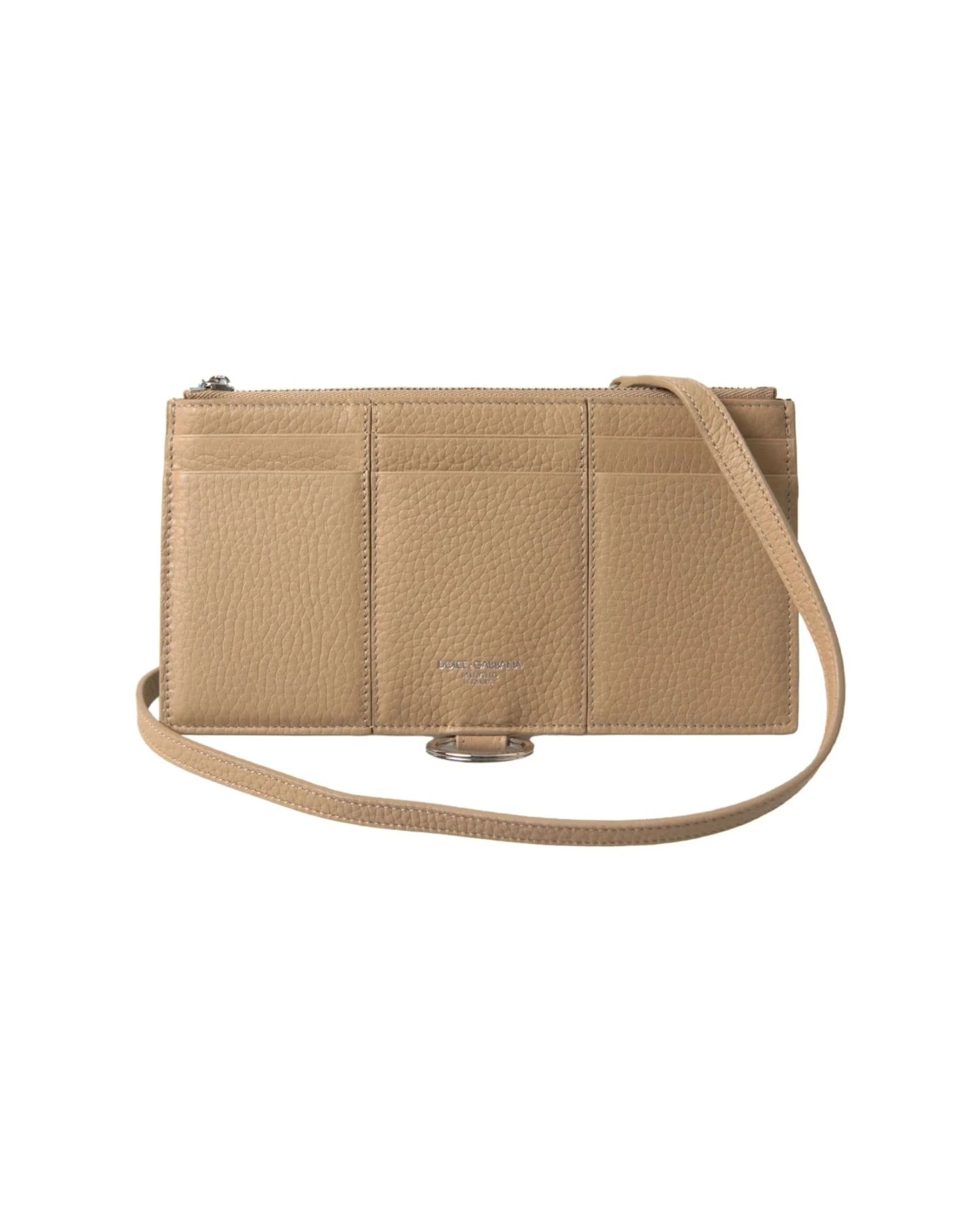 Dolce & Gabbana Beige Leather Shoulder Cardholder Strap Wallet Wallets