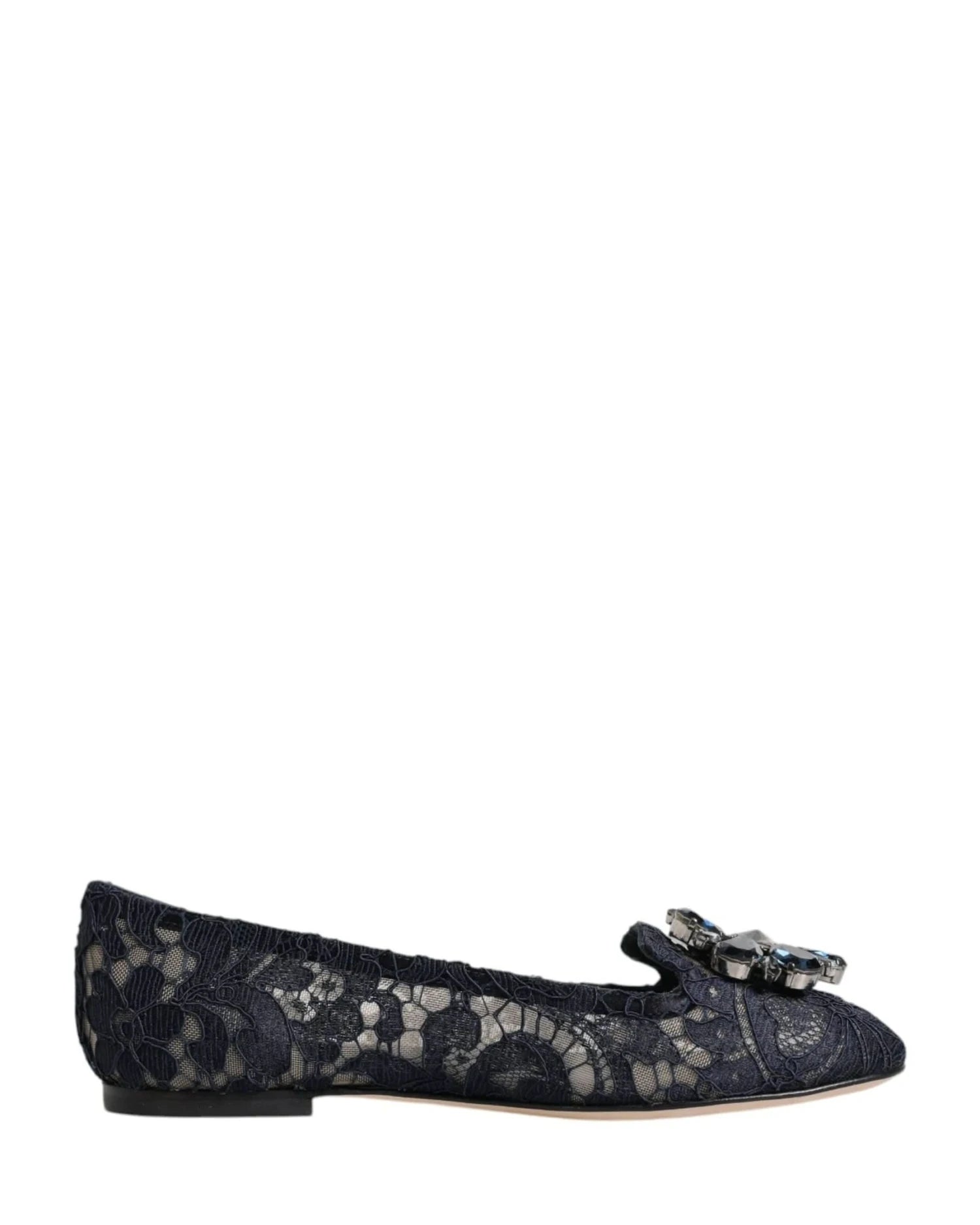Dolce & Gabbana Blue Lace Taormina Crystals Flats Shoes Flats