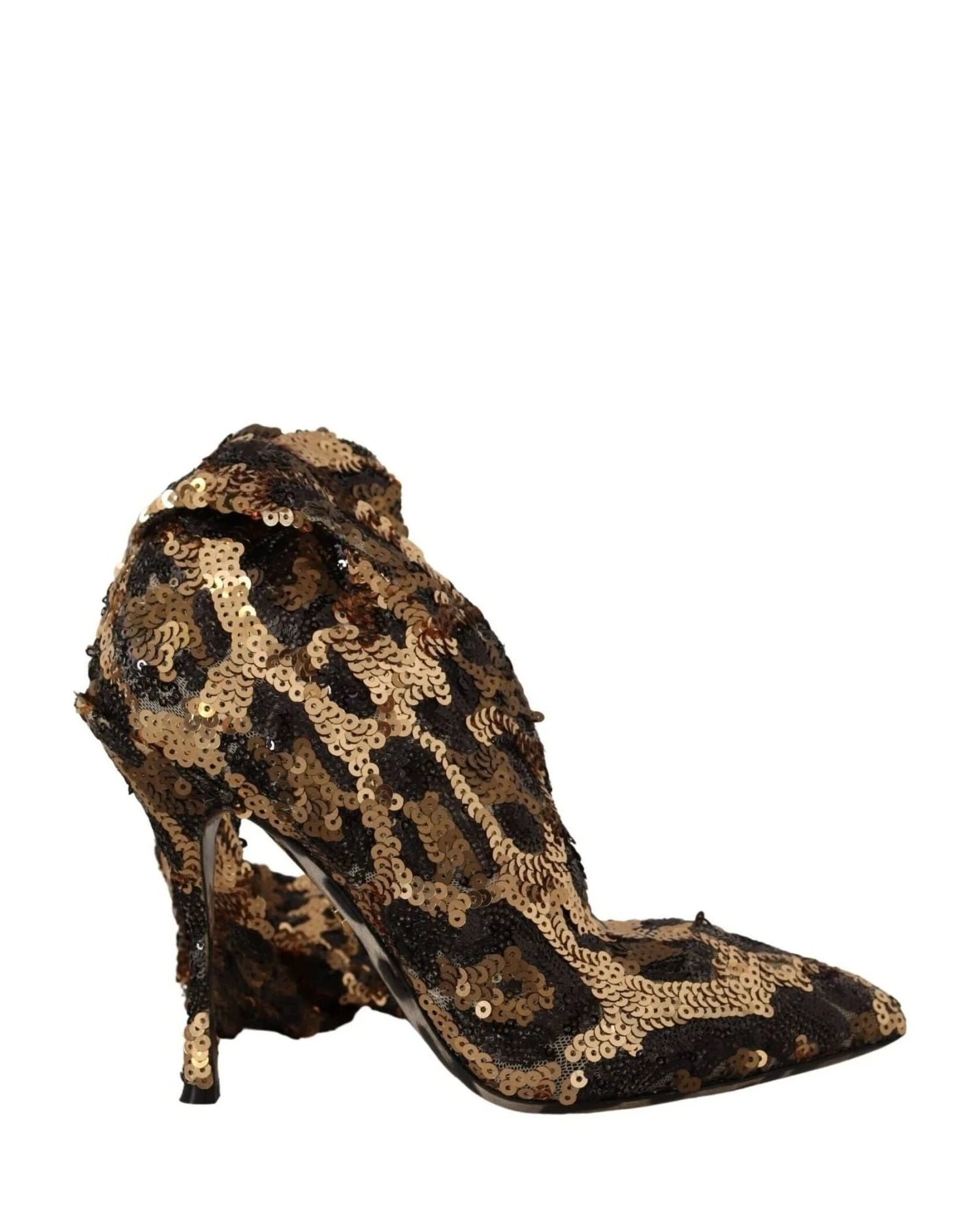 Dolce & Gabbana Gold Leopard Sequins Boots Boots