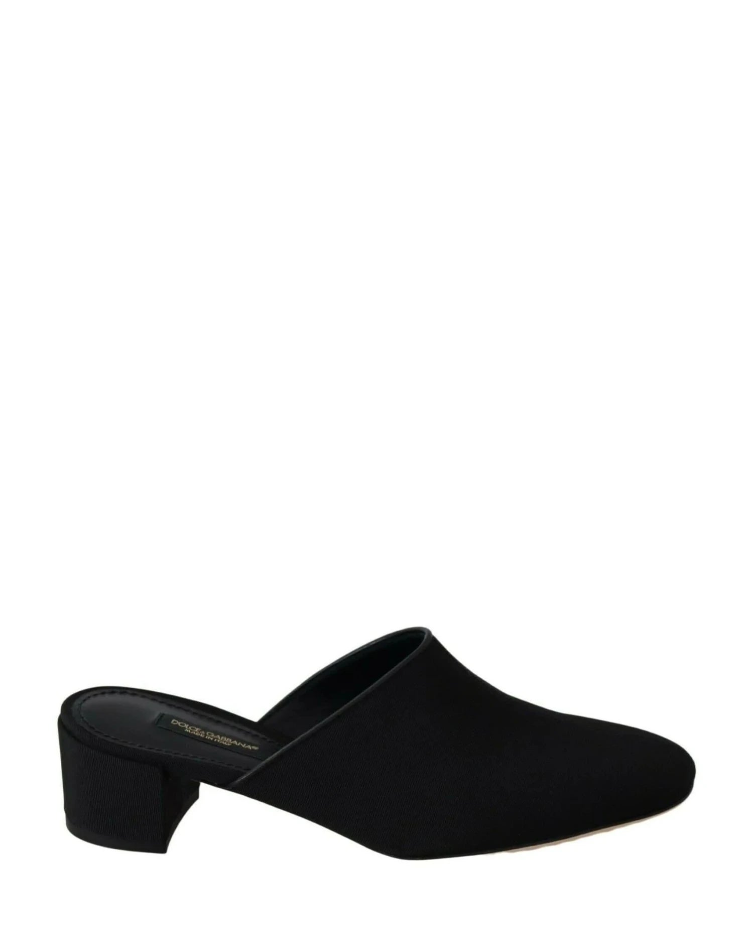 Dolce & Gabbana Black Grosgrain Slides Heels