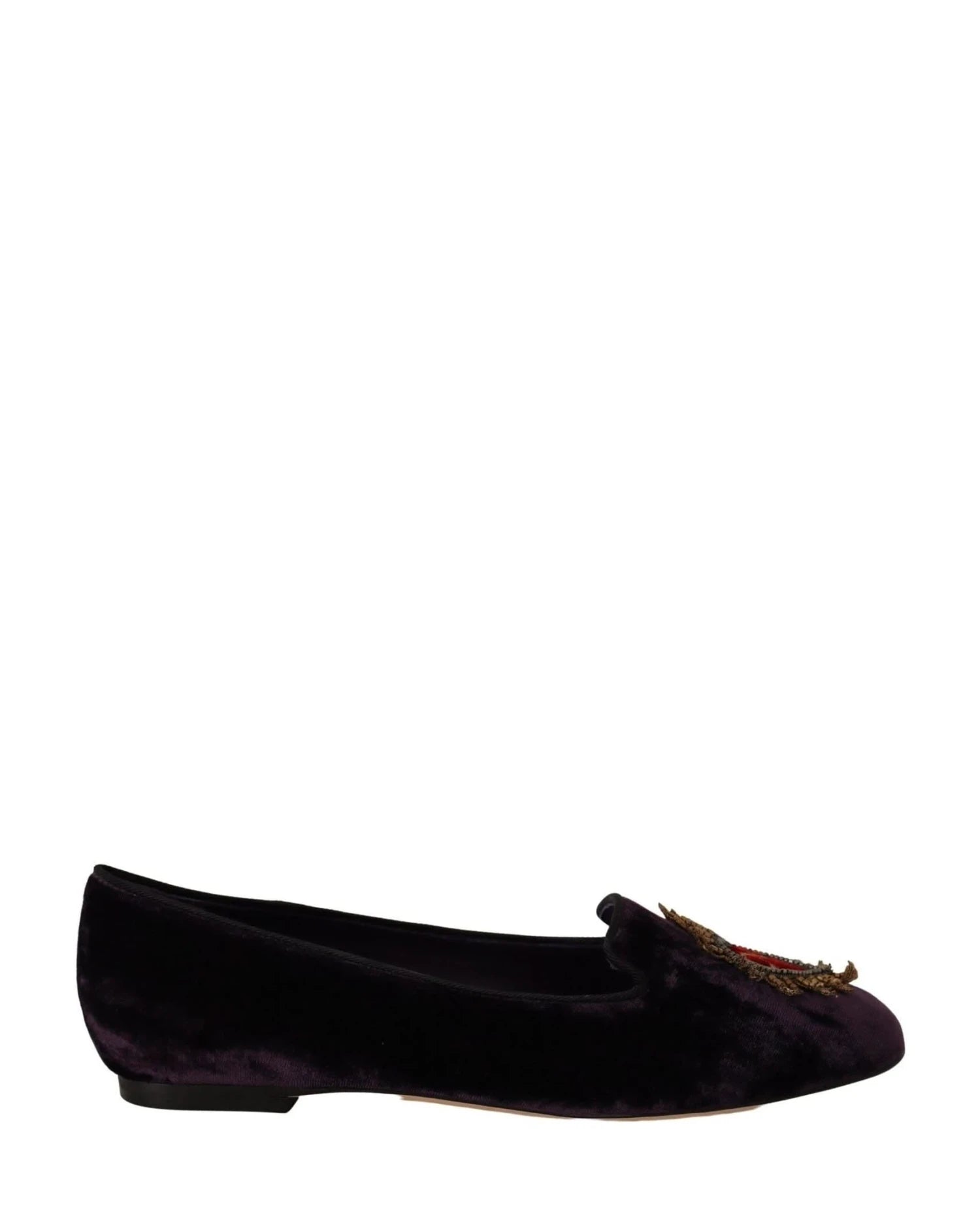 Dolce & Gabbana Purple Velvet Dg Heart Loafers Flats Shoes Flats
