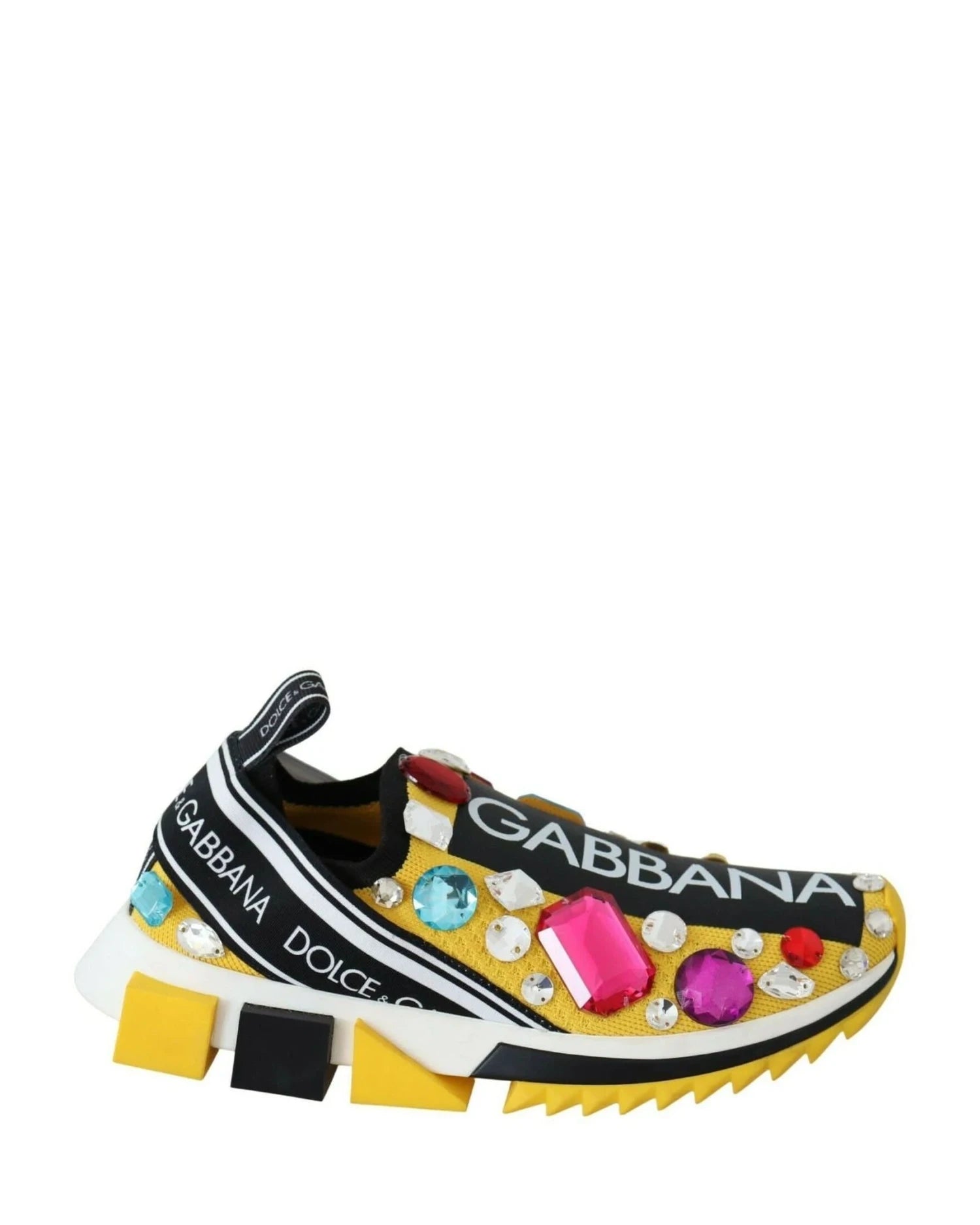 Dolce & Gabbana Yellow Crystals Sneakers Shoes Sneakers