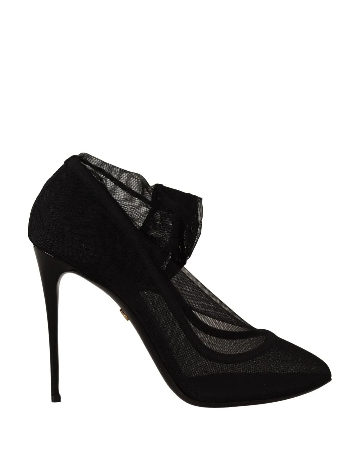 Dolce & Gabbana Black Tulle Stretch Boots Pumps Shoes Heels