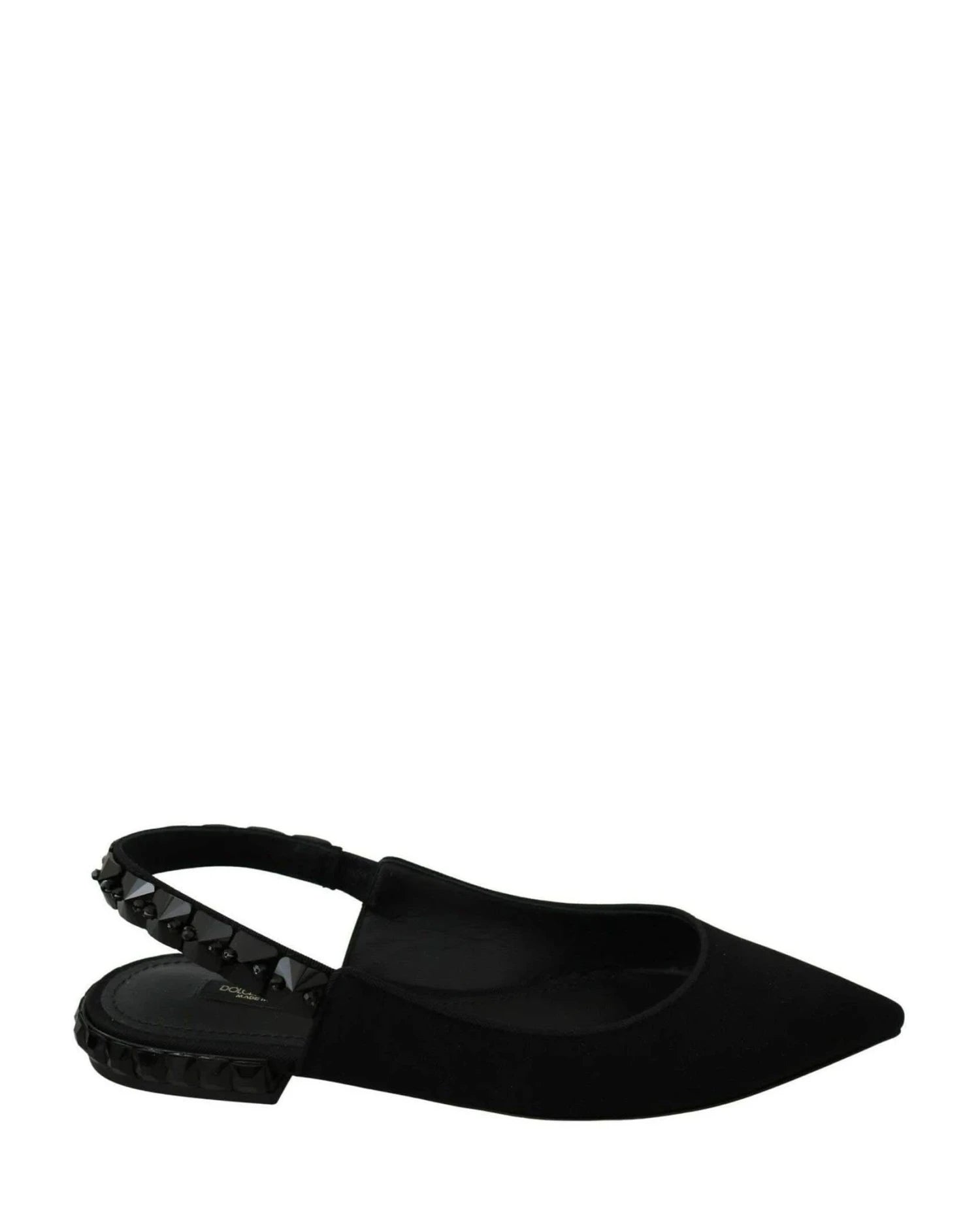 Dolce & Gabbana Black Flats Slingback Charmeuse Shoes Flats
