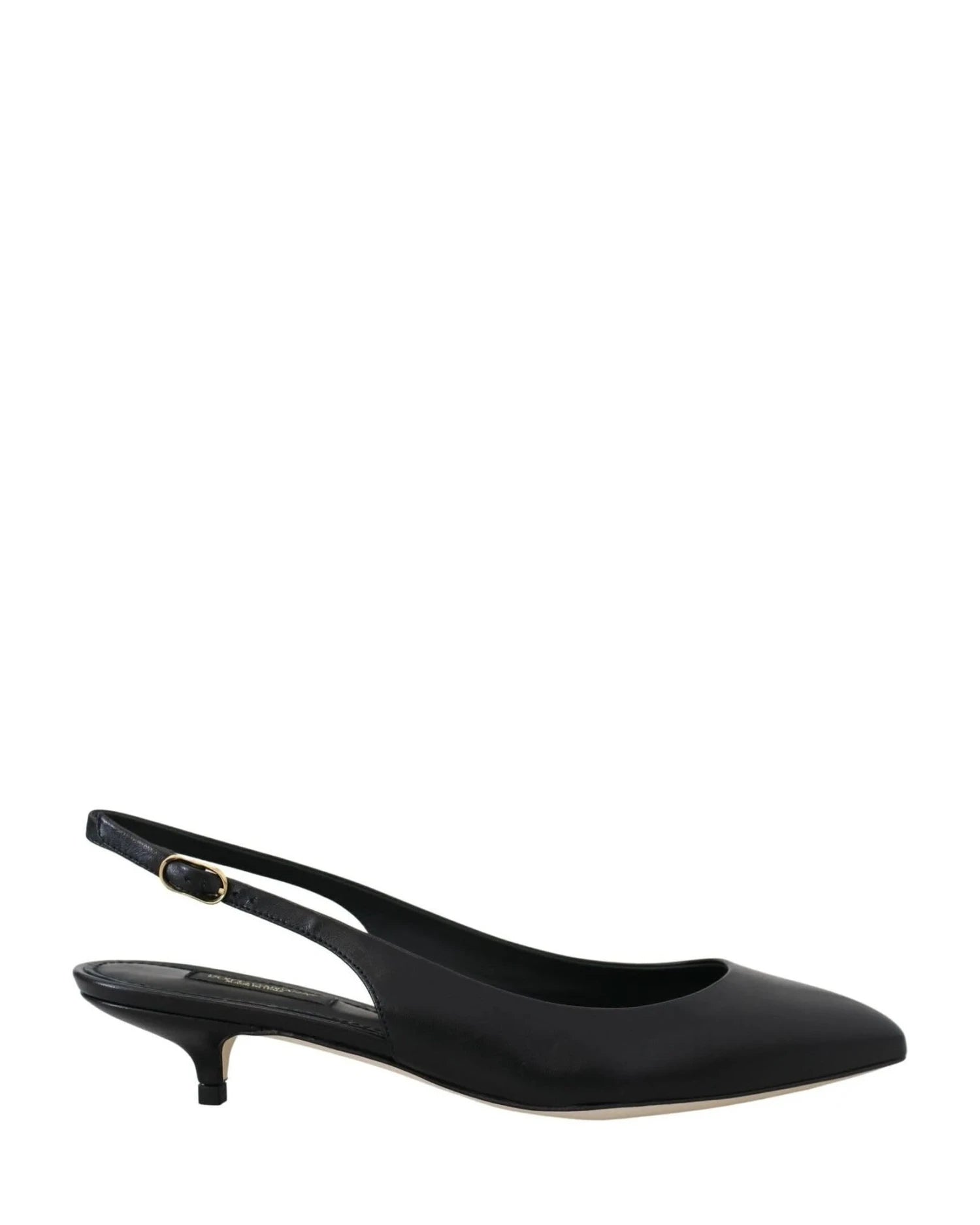 Dolce & Gabbana Black Leather Slingbacks Heels Pumps Shoes