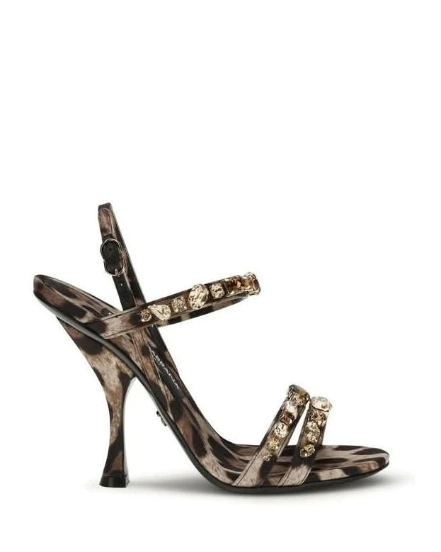Dolce & Gabbana Brown Fabric Stiletto Heel Sandals