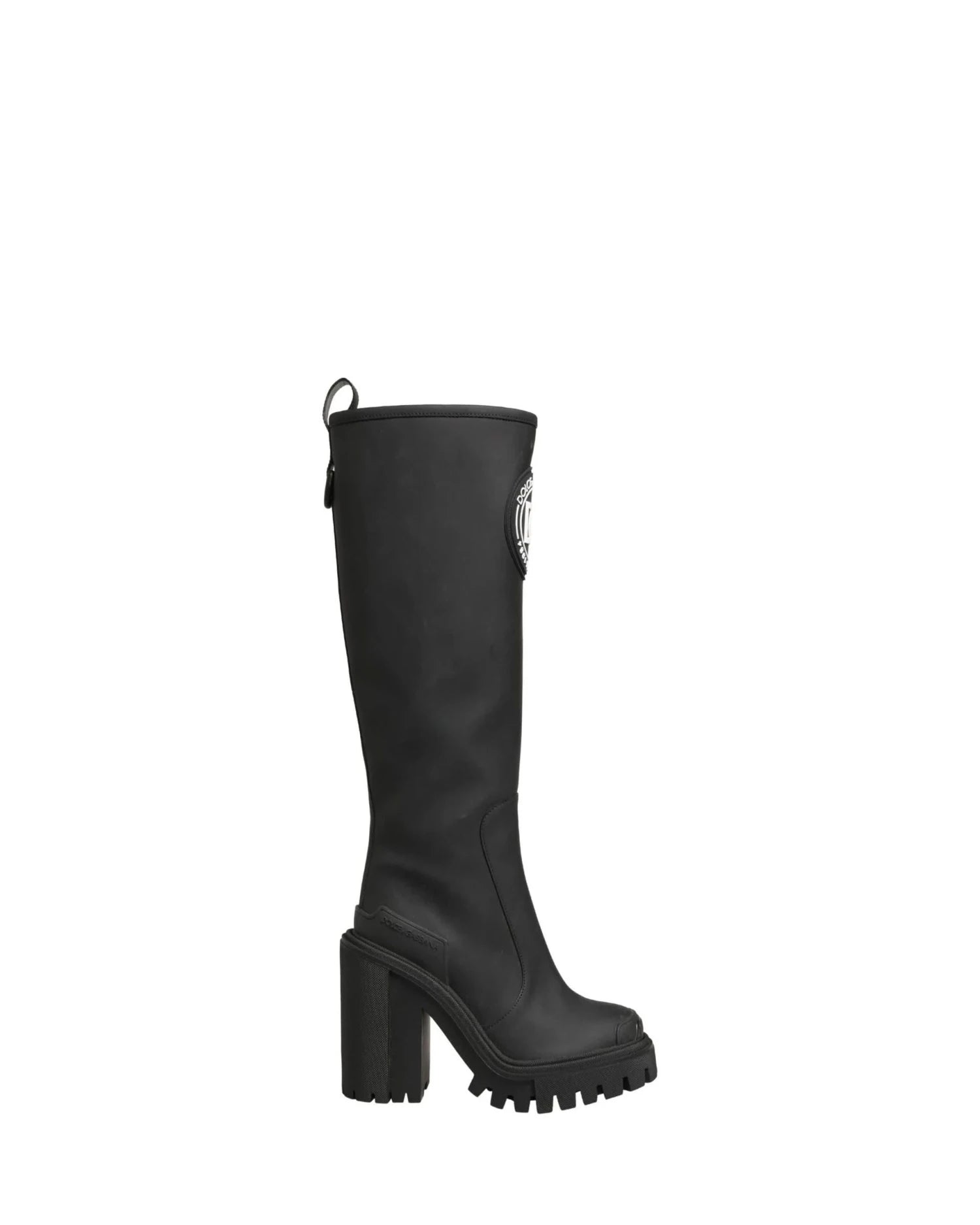 Dolce & Gabbana Black Leather Rubberised High Boots