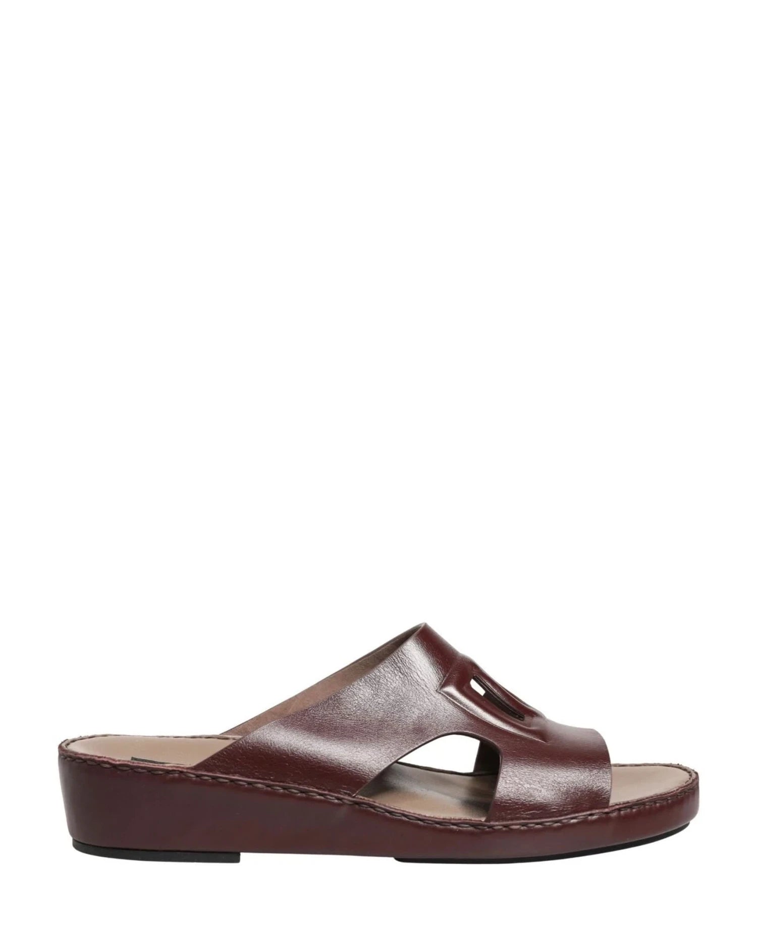 Dolce & Gabbana Leather Maroon Cutout Dg Logo Sandals