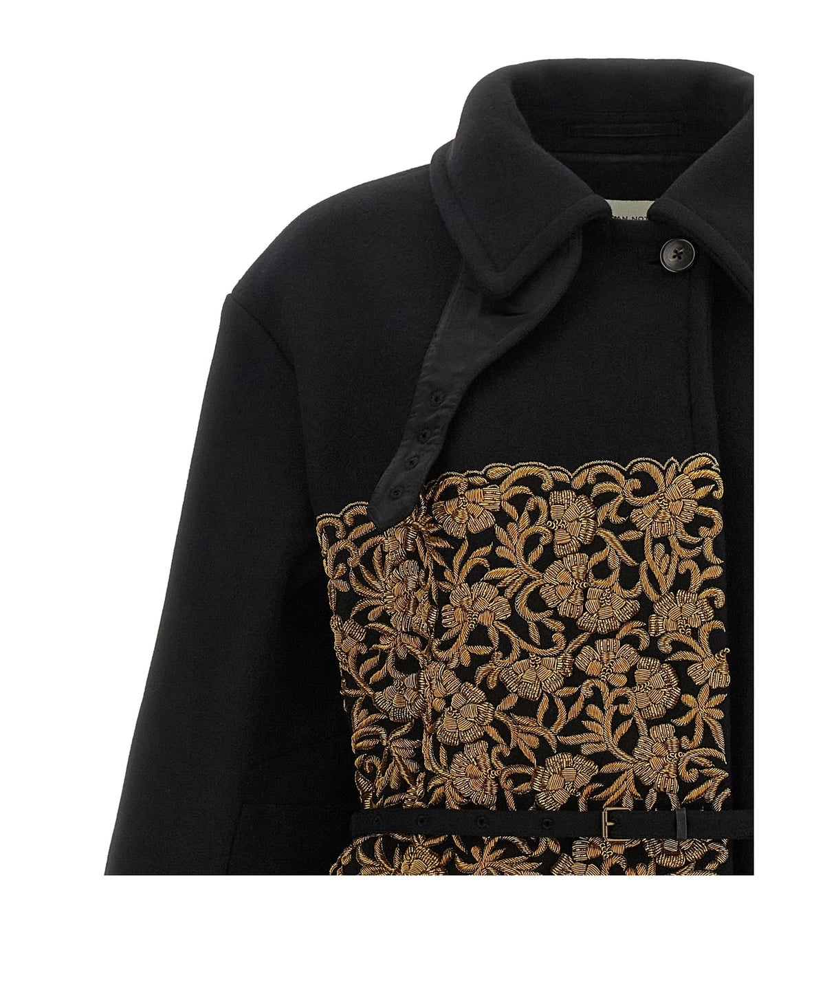 Dries Van Noten Overcoat in black, Wool — view 3