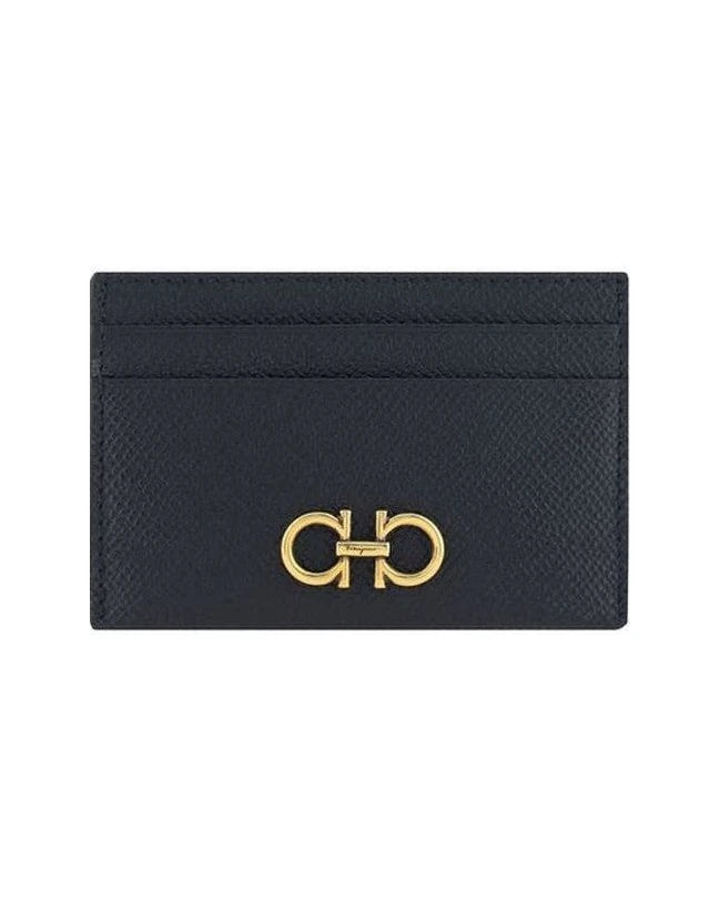 Ferragamo Black Calf Leather Bos Taurus Wallet