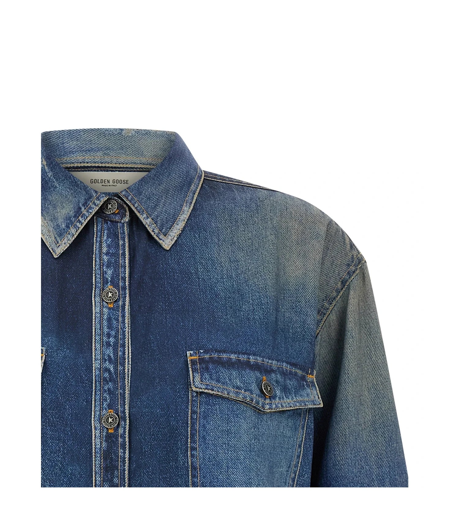 Golden Goose Dress Shirt in blue, Polyester — view 3