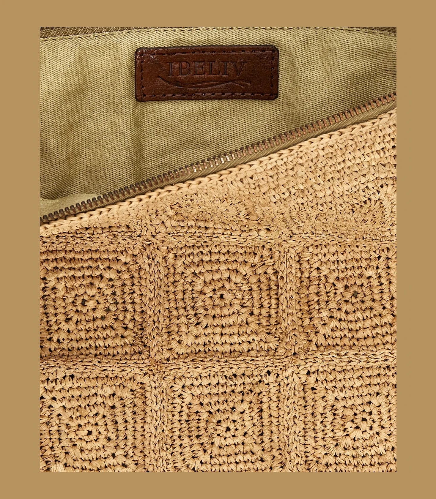 Ibeliv Clutch Bag in beige, Raffia — view 4