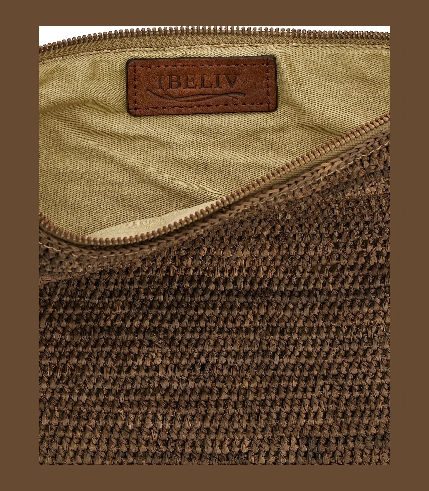 Ibeliv Clutch Bag in brown, Raffia — view 4