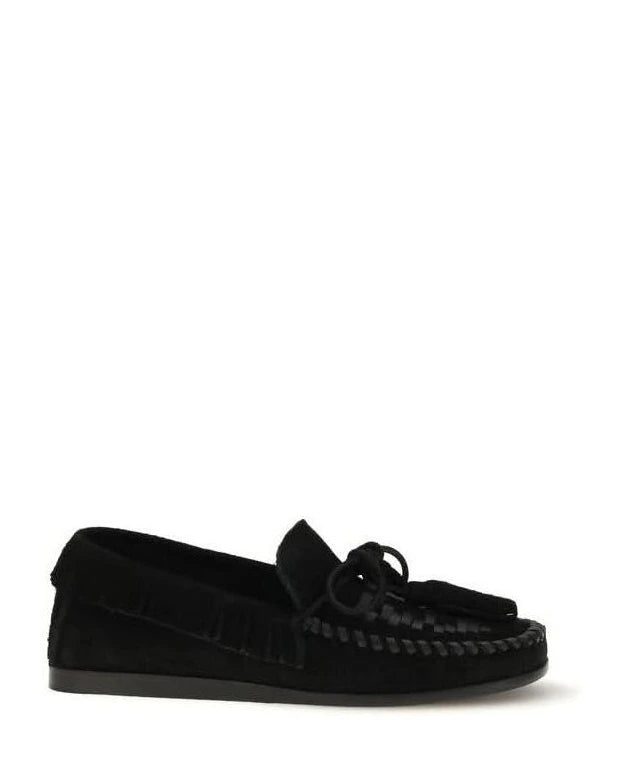 Isabel Marant Black Calf Leather Bos Taurus Slip On Loafers Flats