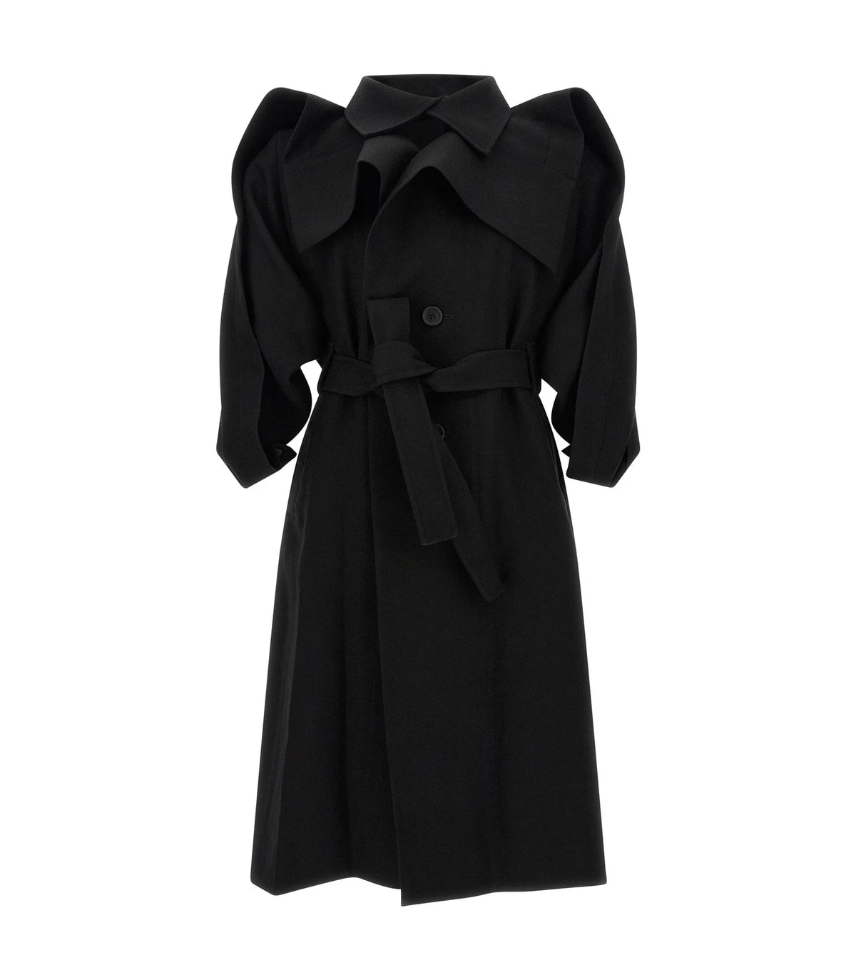 Issey Miyake Wrap Coat in black, Wool