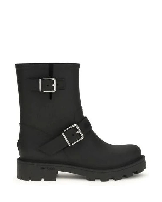 Jimmy Choo Black Polyurethane Rain Boots Boots