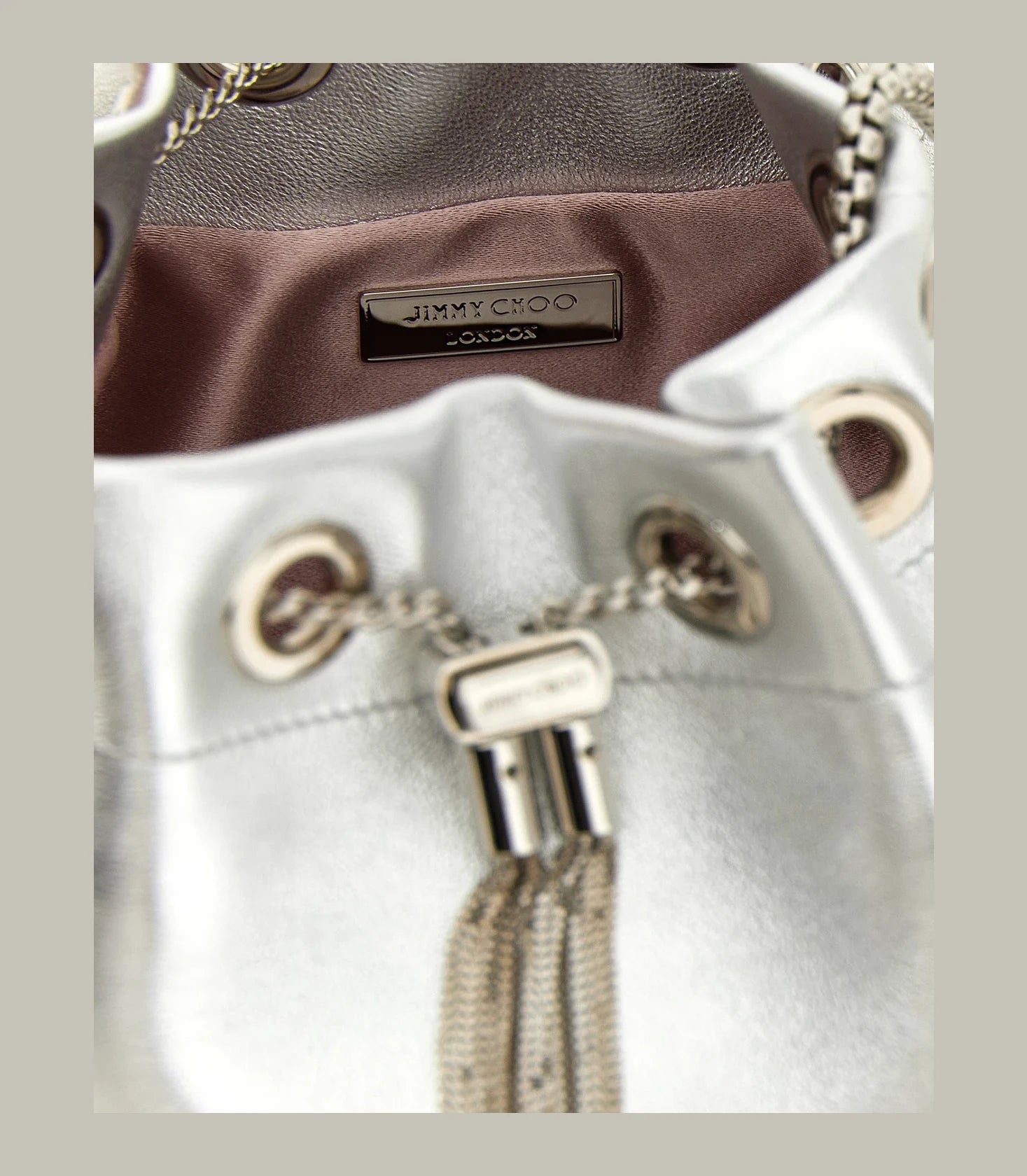 Jimmy Choo Bucket Bag in silver, Lamb Leather — view 4