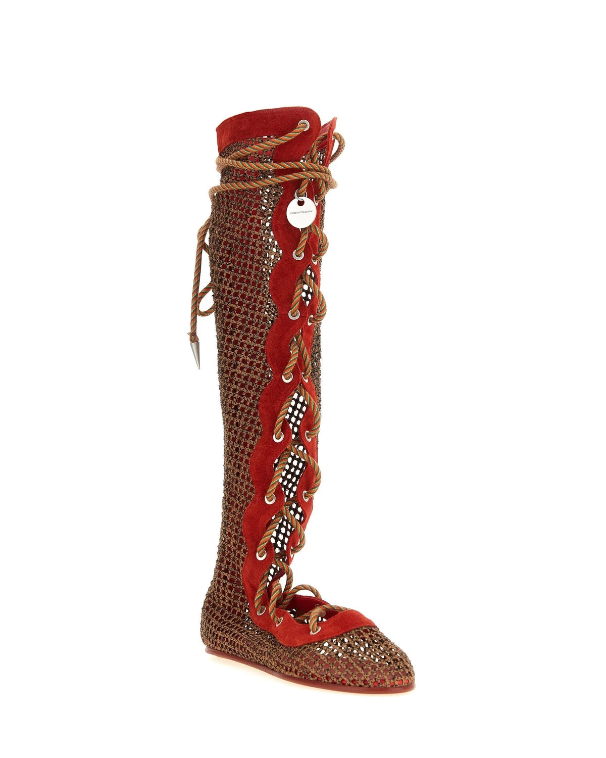 Kiko Kostadinov Knee High Boots in red, Polyester — view 2