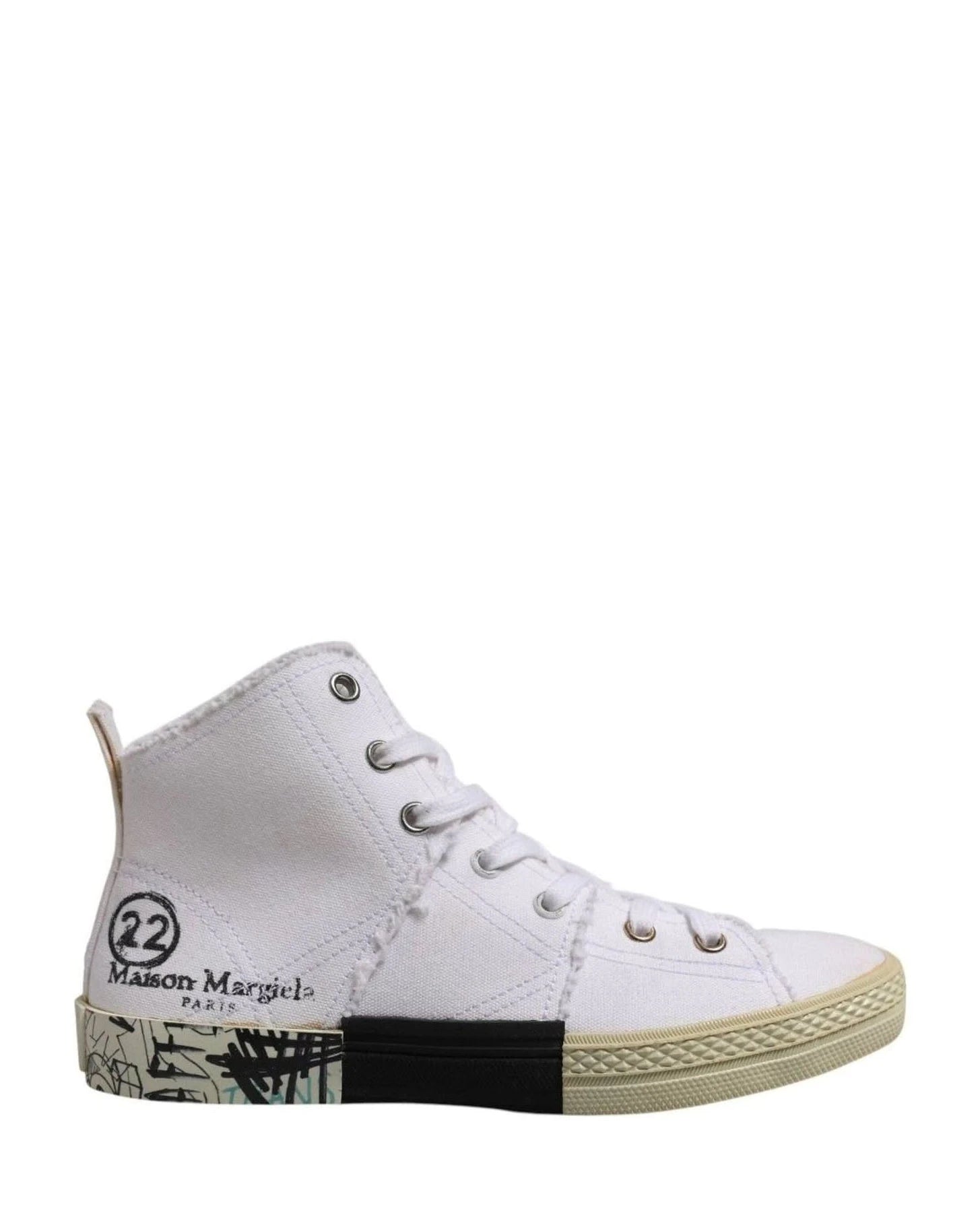 Maison Margiela White Lace Up Mid Top Women Sneakers Shoes Sneakers