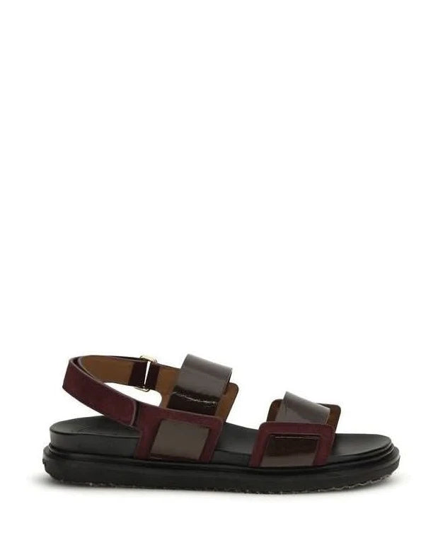 Marni Black Leather Calf Bos Taurus Strap Sandals