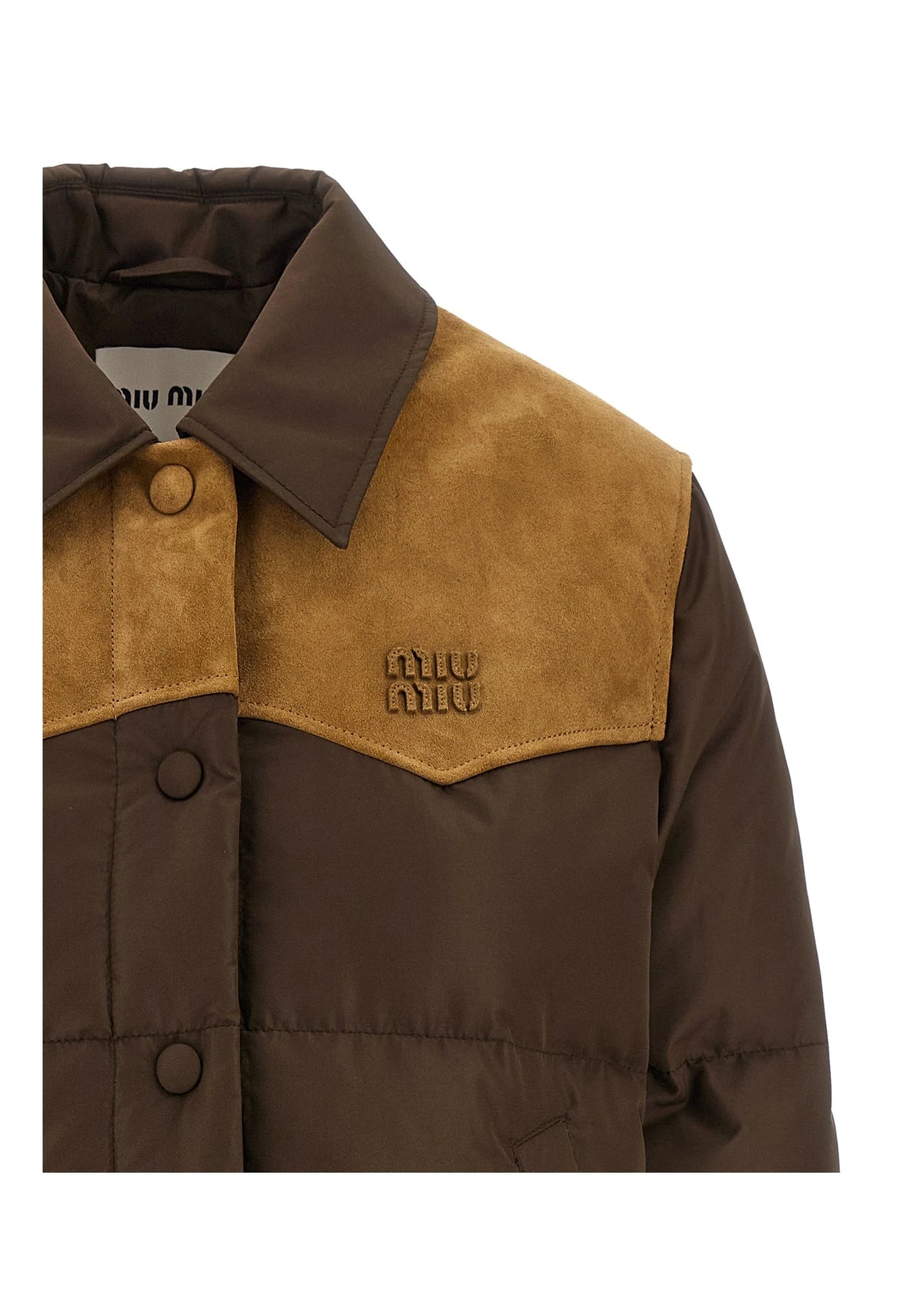 Miu Miu Puffer Jacket in brown, Recycled Polyester — view 3