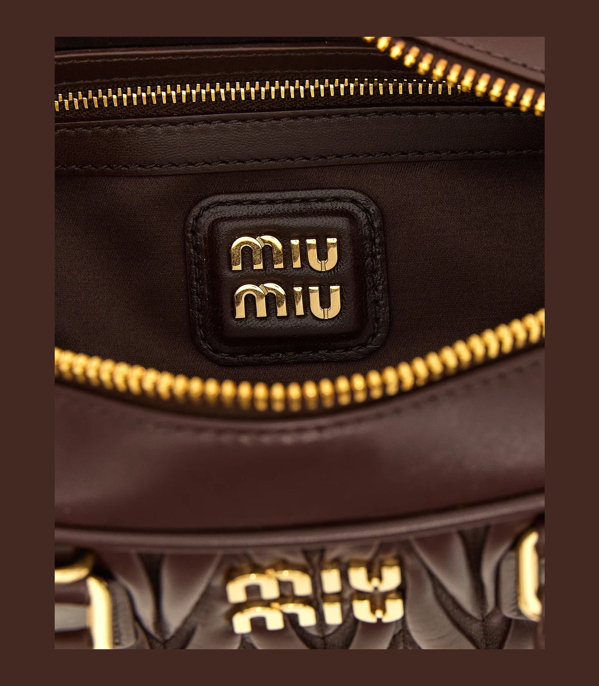 Miu Miu Satchel Bag in brown, Lamb Leather — view 4