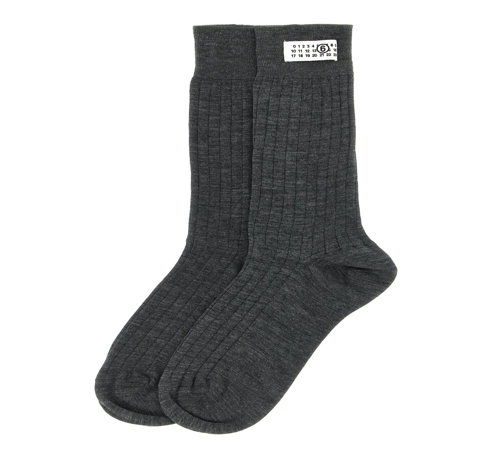 MM6 Maison Margiela Crew Sock in gray, Wool — view 2