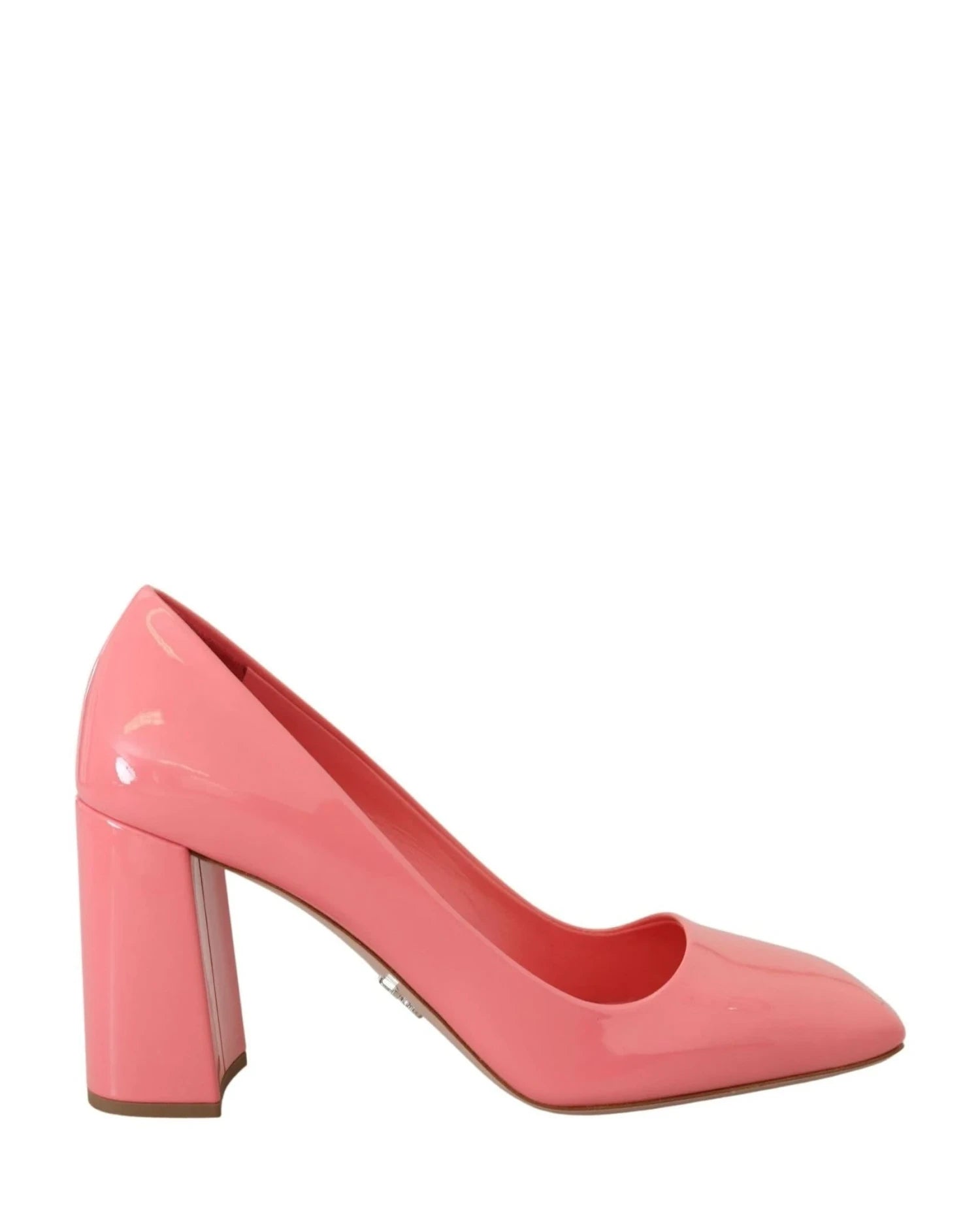 Prada Pink Leather Patent Block Heels Heels