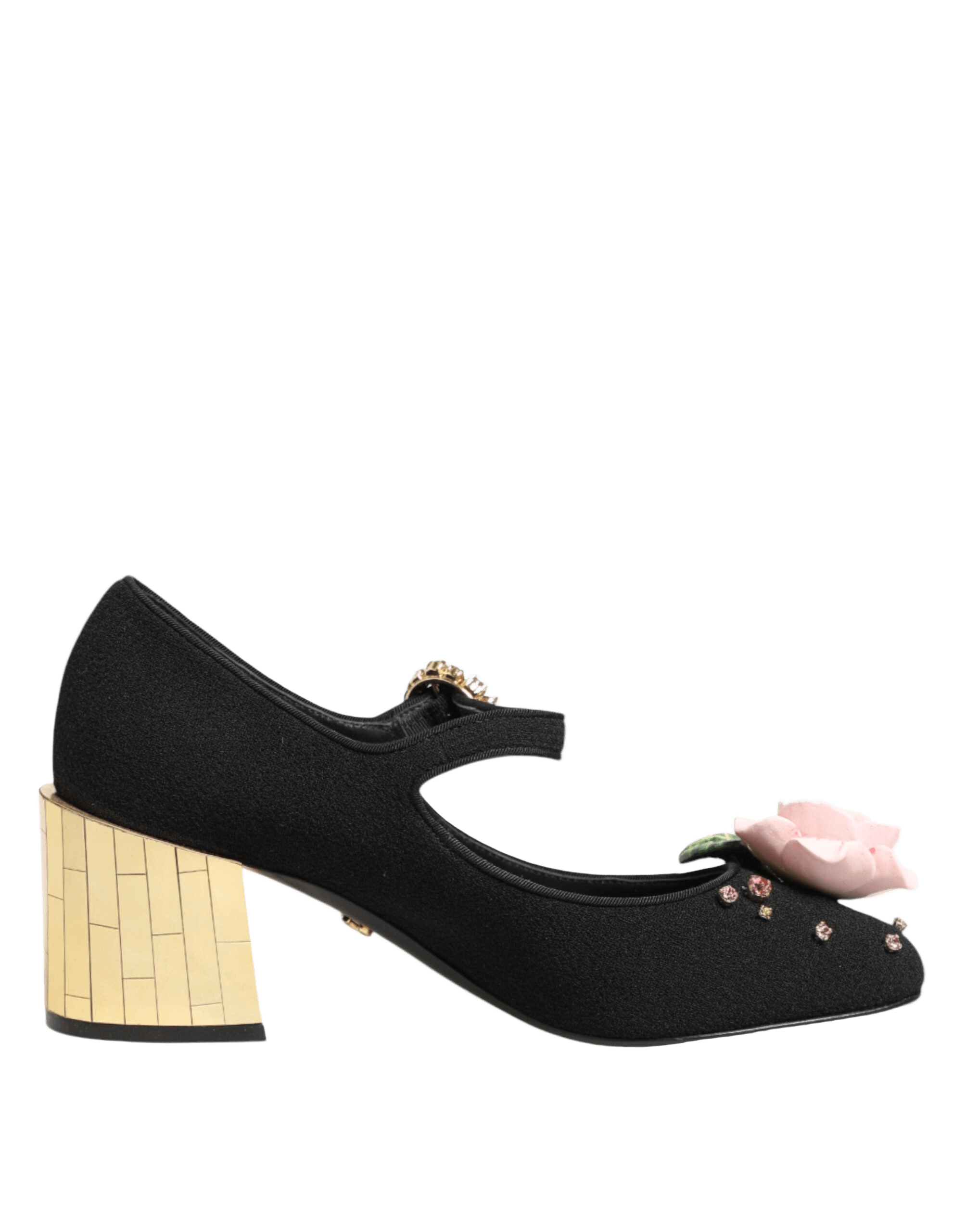 Dolce & Gabbana Black Flower Crystal Embellished Mary Jane Shoes Glam Steals